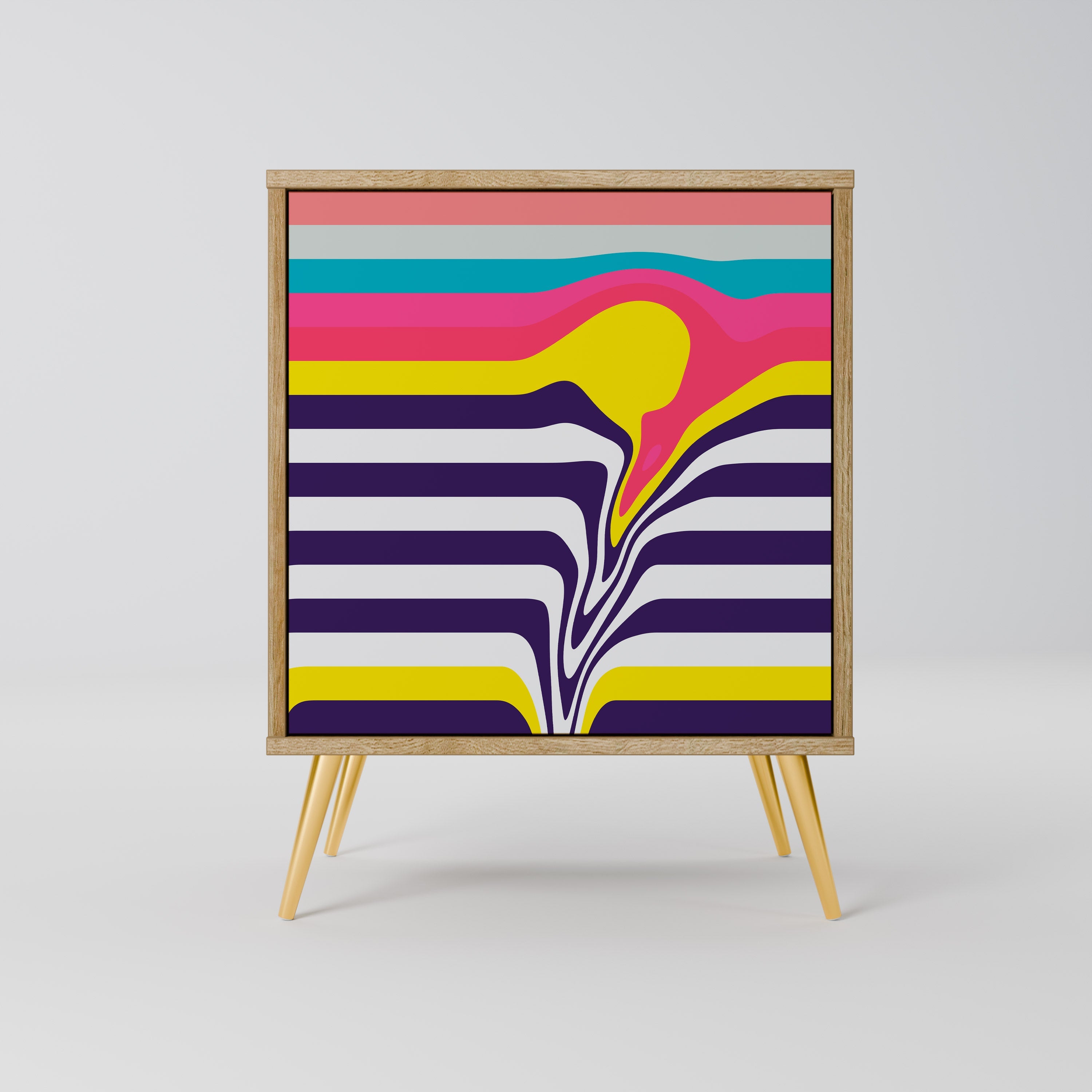 TONE COLLAPSE Aparador de 1 Porta em Efeito Carvalho