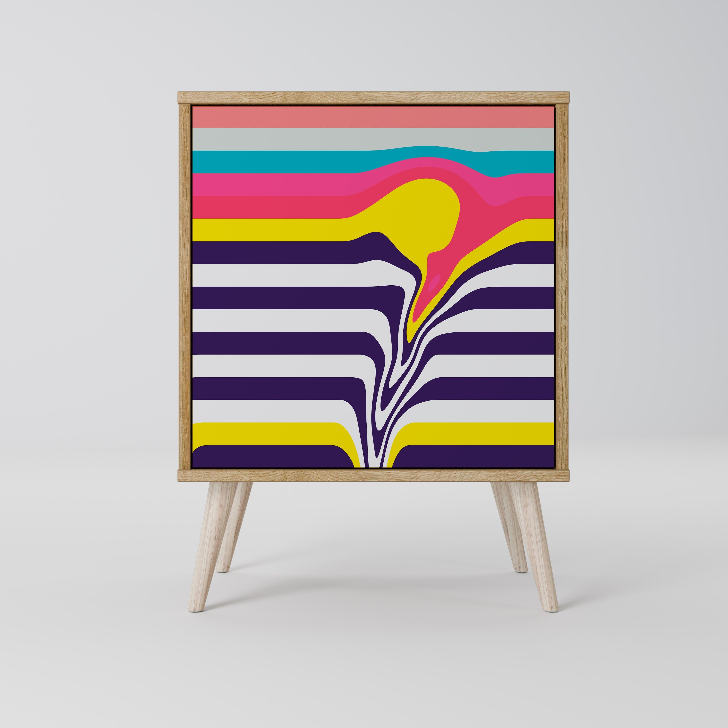 TONE COLLAPSE Aparador de 1 Porta em Efeito Carvalho