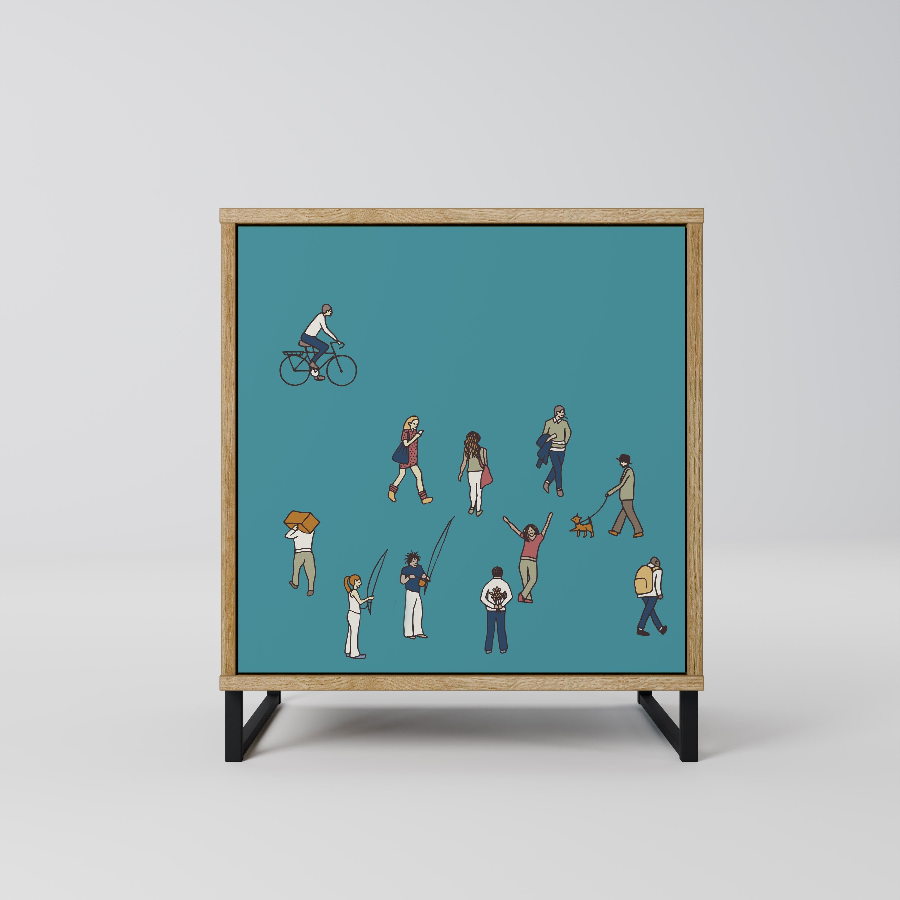 COLLECTIVE STREAM Aparador de 1 Porta em Efeito Carvalho