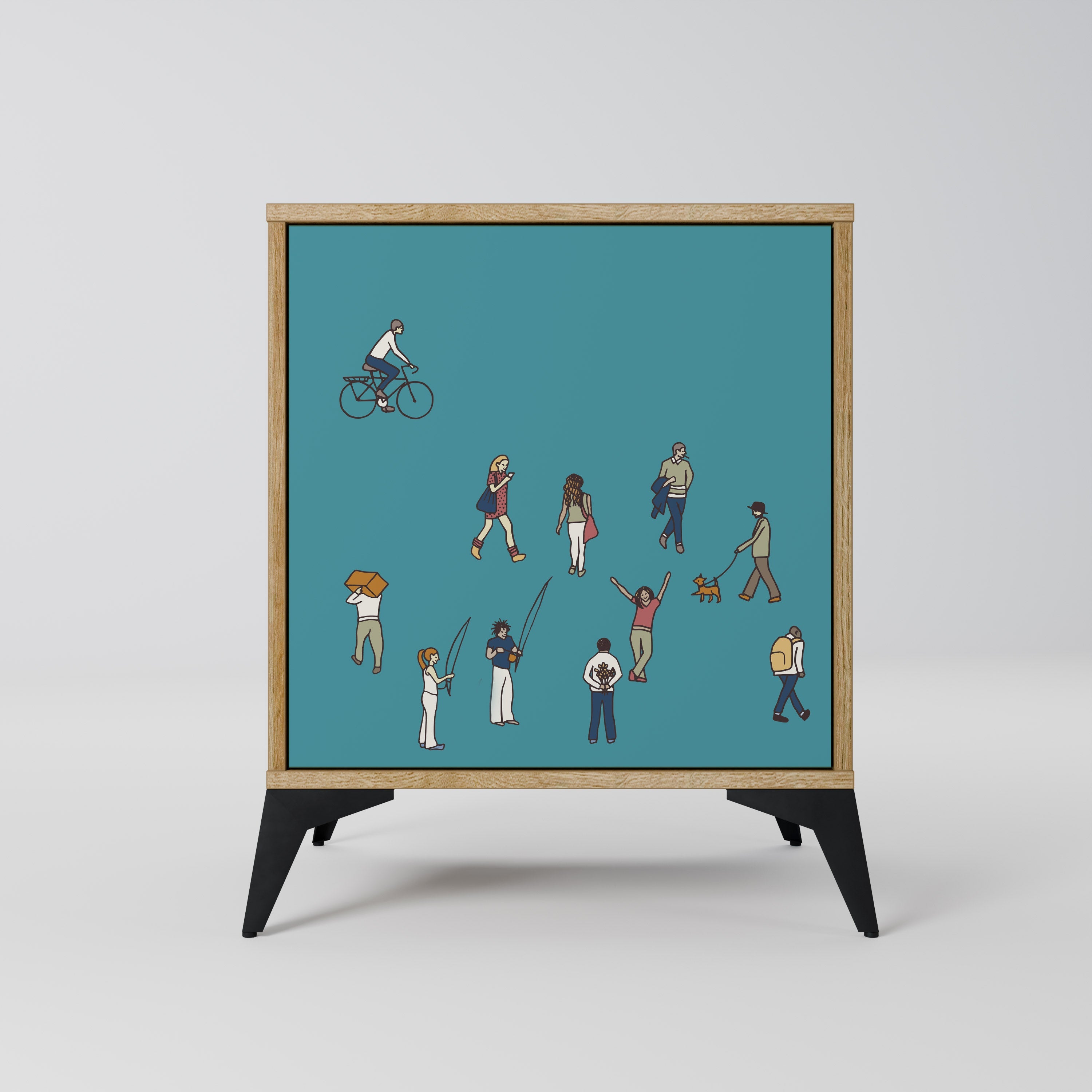 COLLECTIVE STREAM Aparador de 1 Porta em Efeito Carvalho