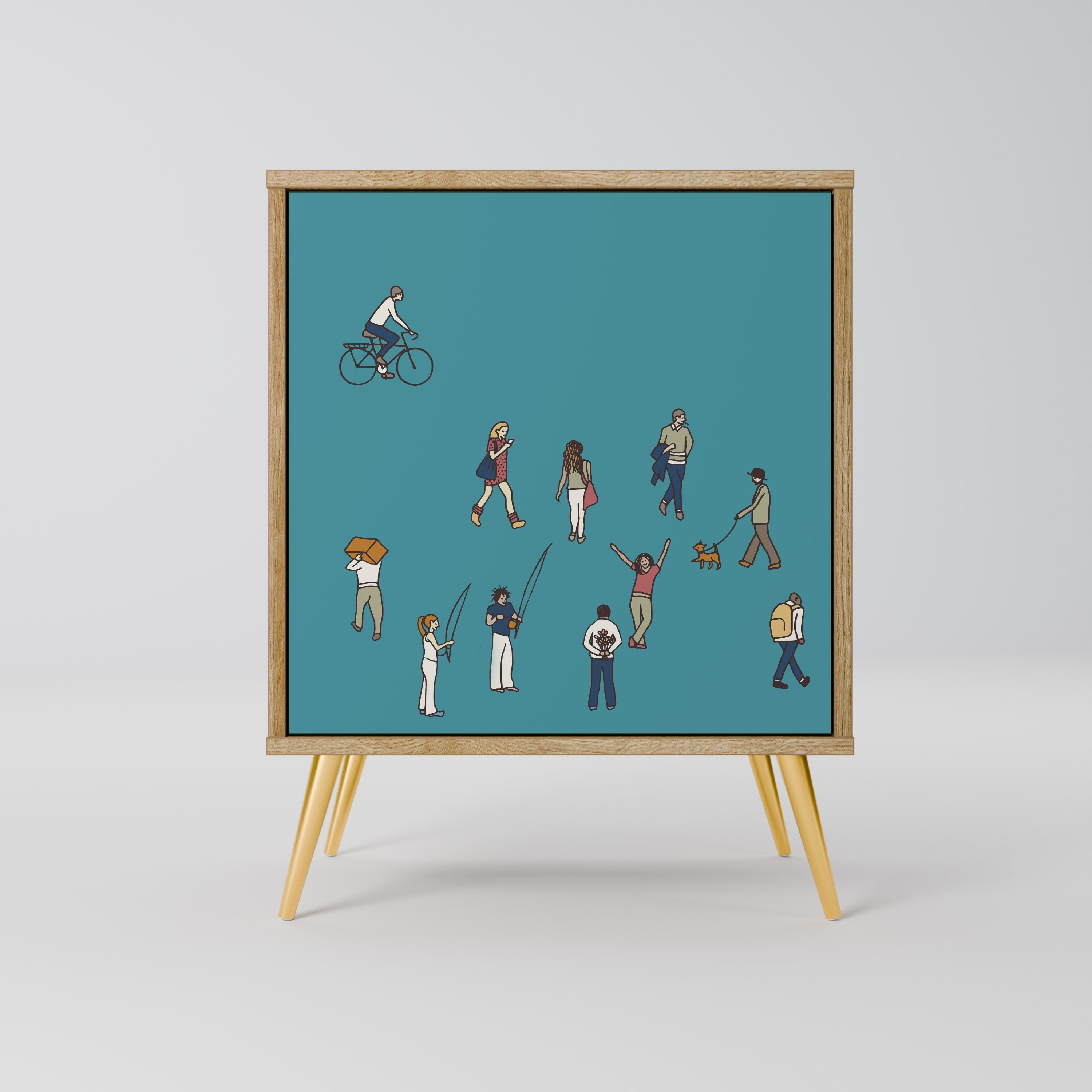 COLLECTIVE STREAM Aparador de 1 Porta em Efeito Carvalho