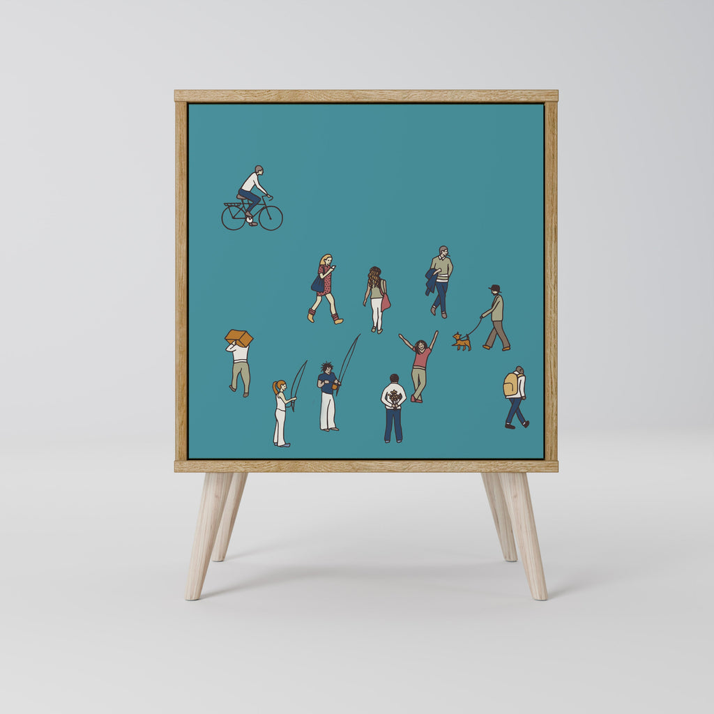 COLLECTIVE STREAM 1-Door Sideboard in Oak Effect