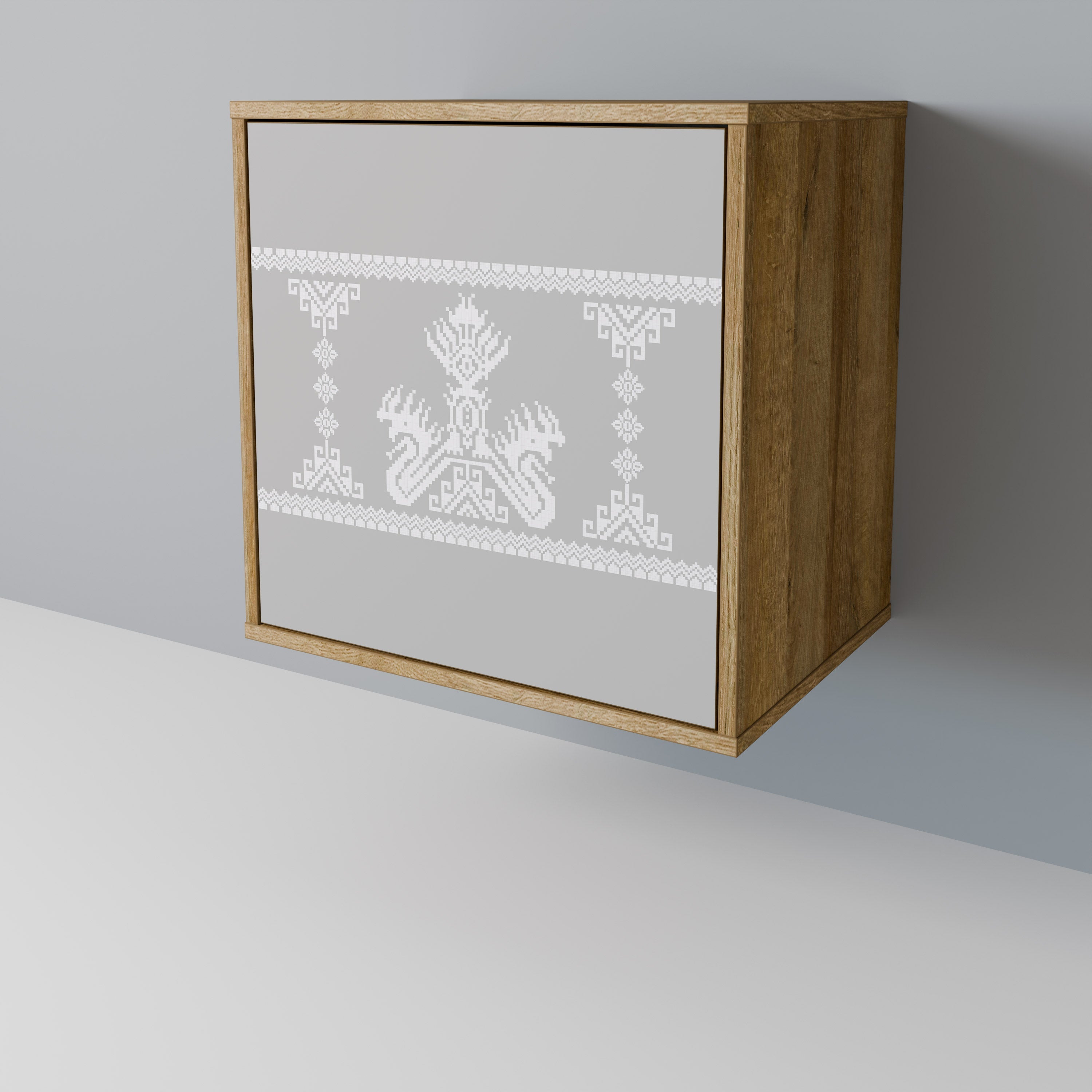 THAI GRAY Aparador de 1 Porta em Efeito Carvalho