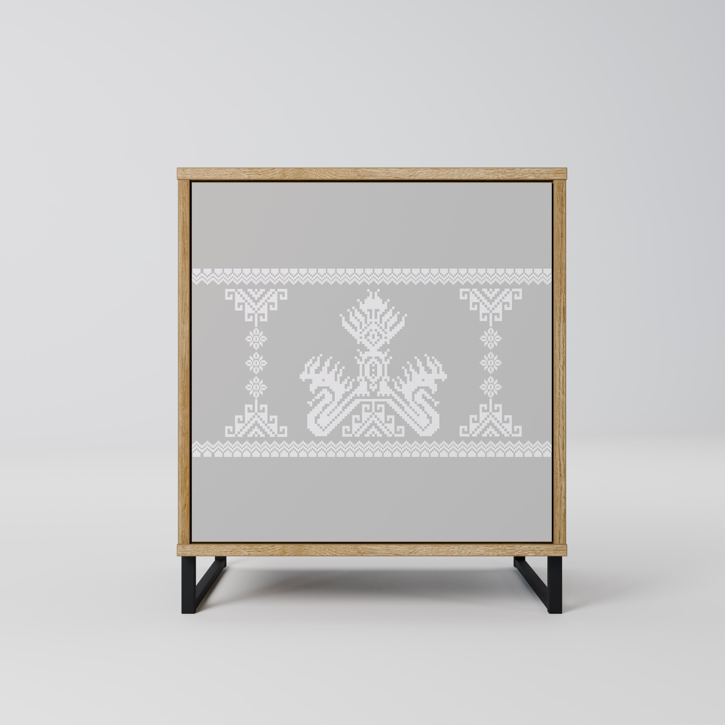 THAI GRAY Aparador de 1 Porta em Efeito Carvalho