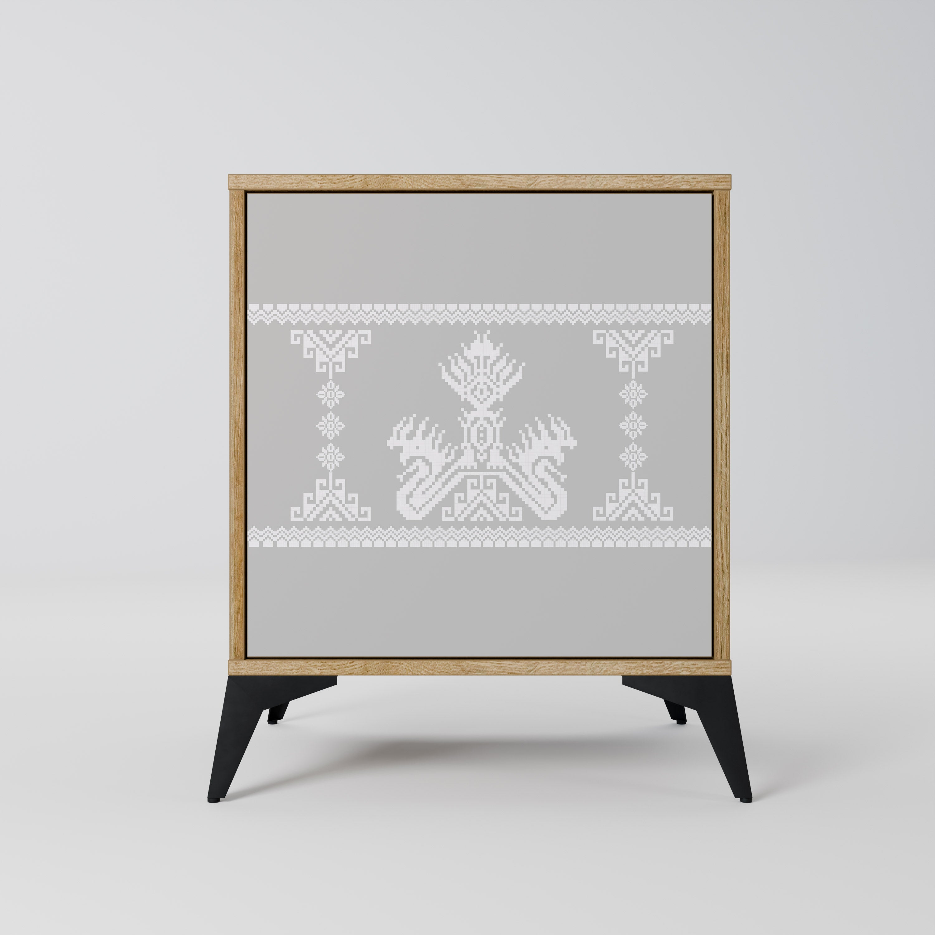 THAI GRAY Aparador de 1 Porta em Efeito Carvalho