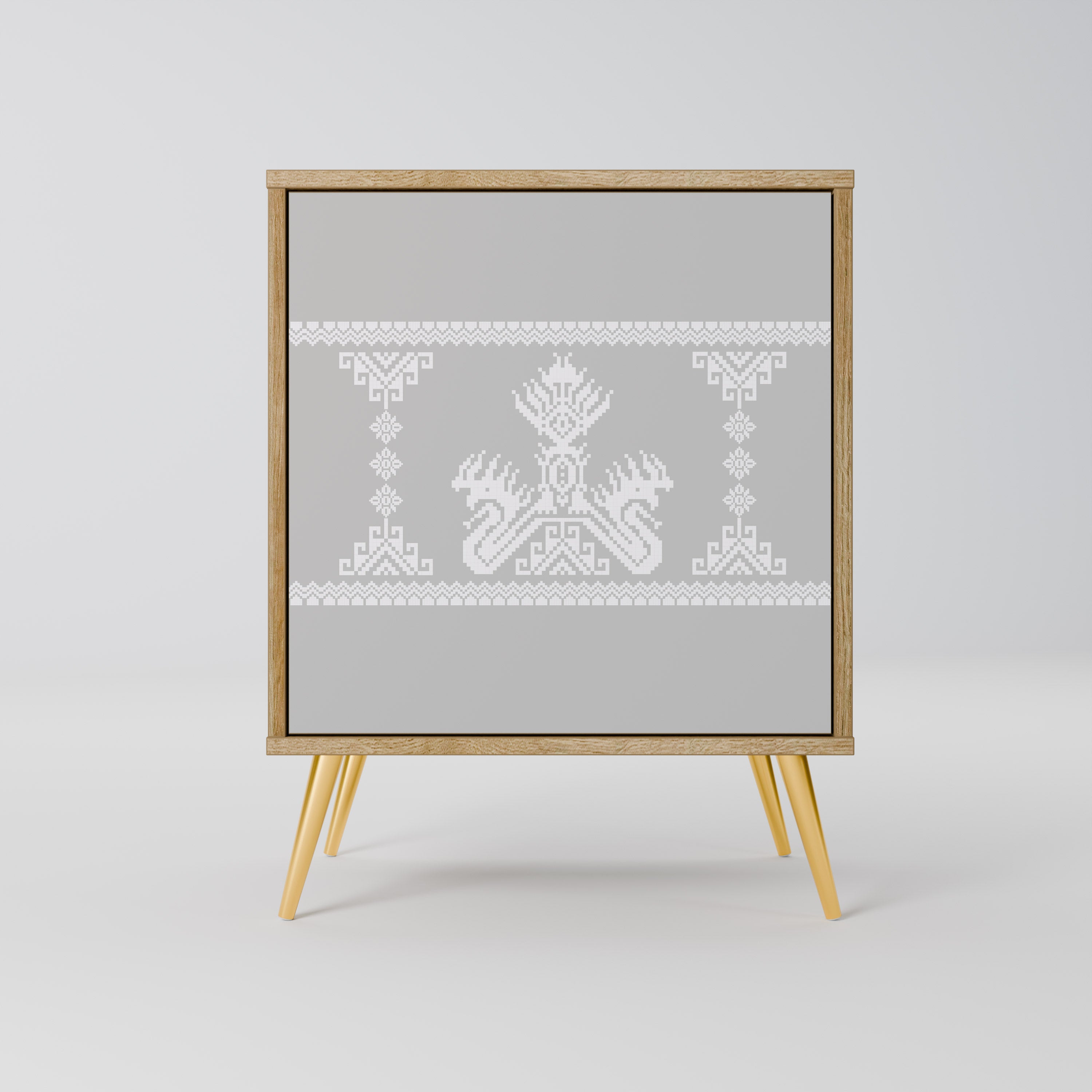 THAI GRAY Aparador de 1 Porta em Efeito Carvalho