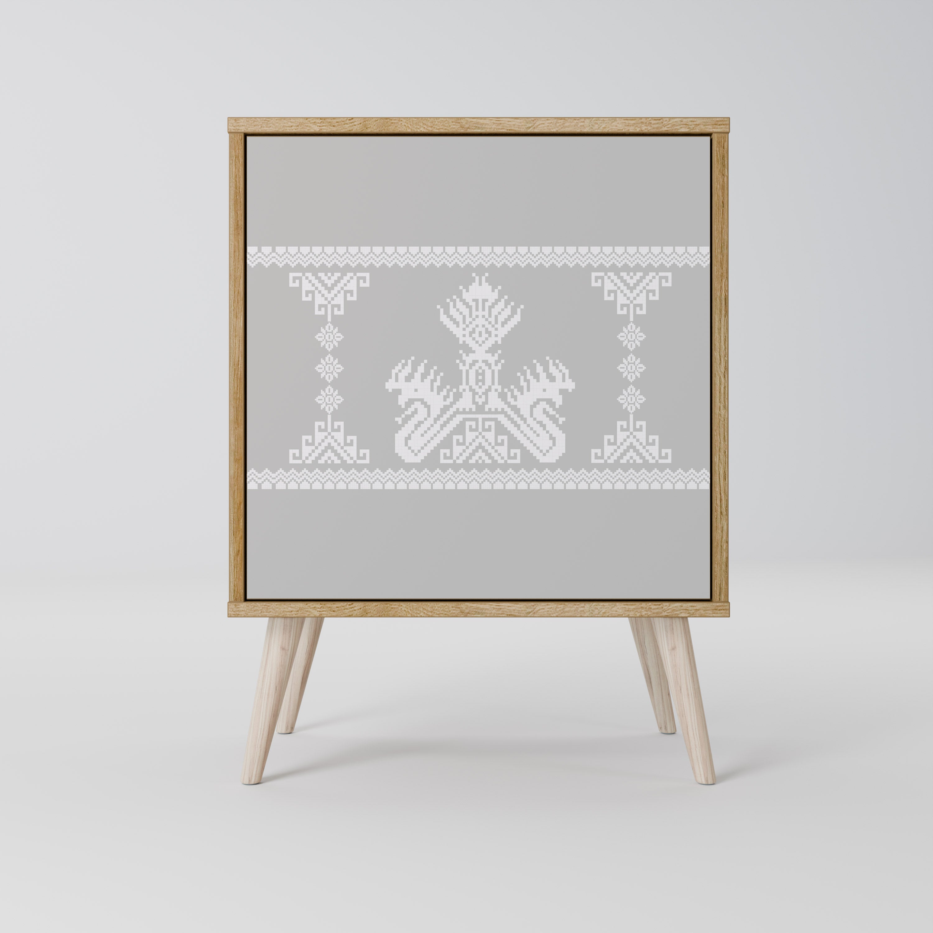 THAI GRAY Aparador de 1 Porta em Efeito Carvalho