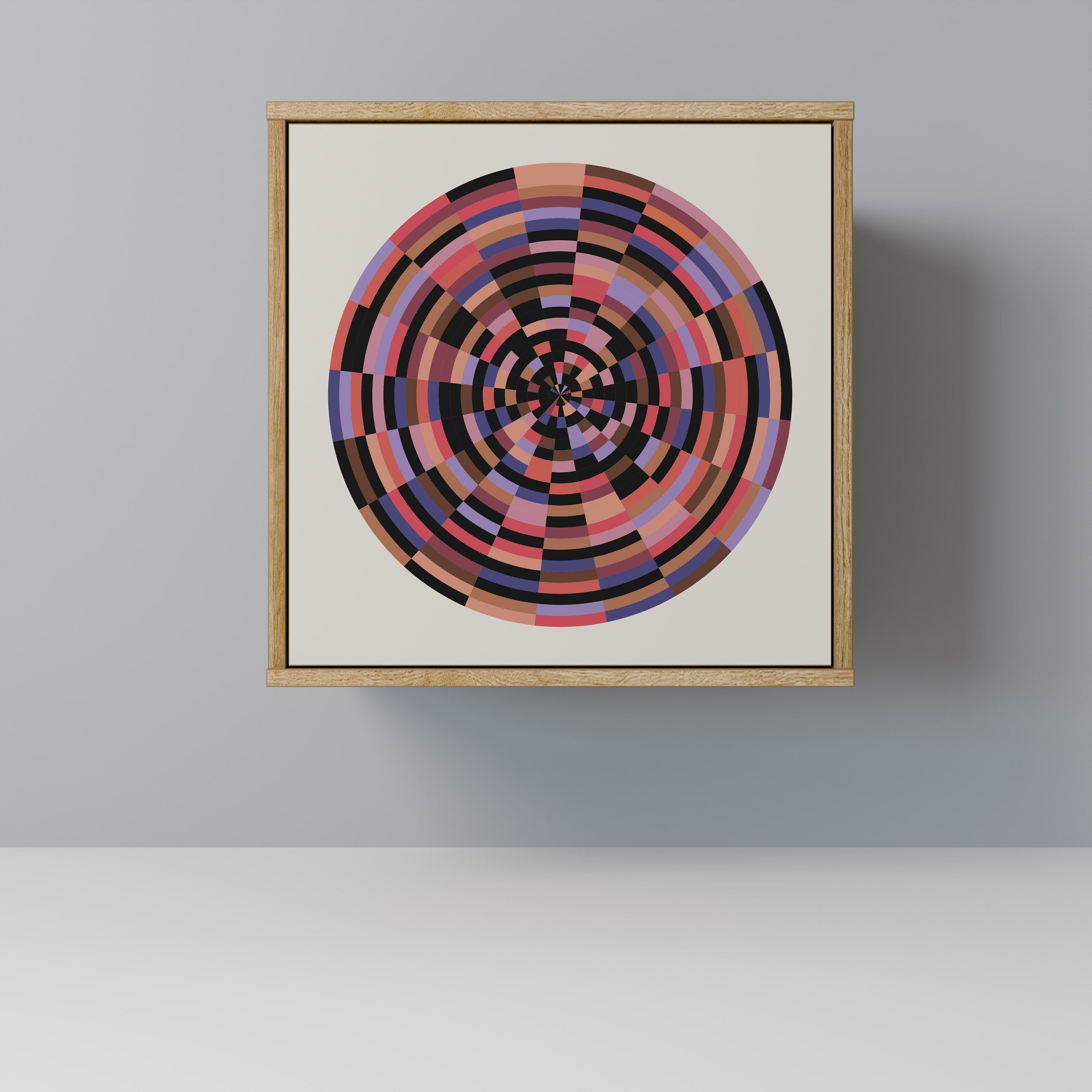 BROWN CIRCLES Aparador de 1 Porta em Efeito Carvalho