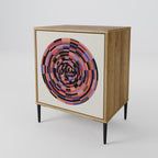 BROWN CIRCLES Aparador de 1 Porta em Efeito Carvalho