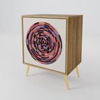 BROWN CIRCLES Aparador de 1 Porta em Efeito Carvalho