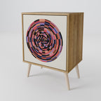 BROWN CIRCLES Aparador de 1 Porta em Efeito Carvalho