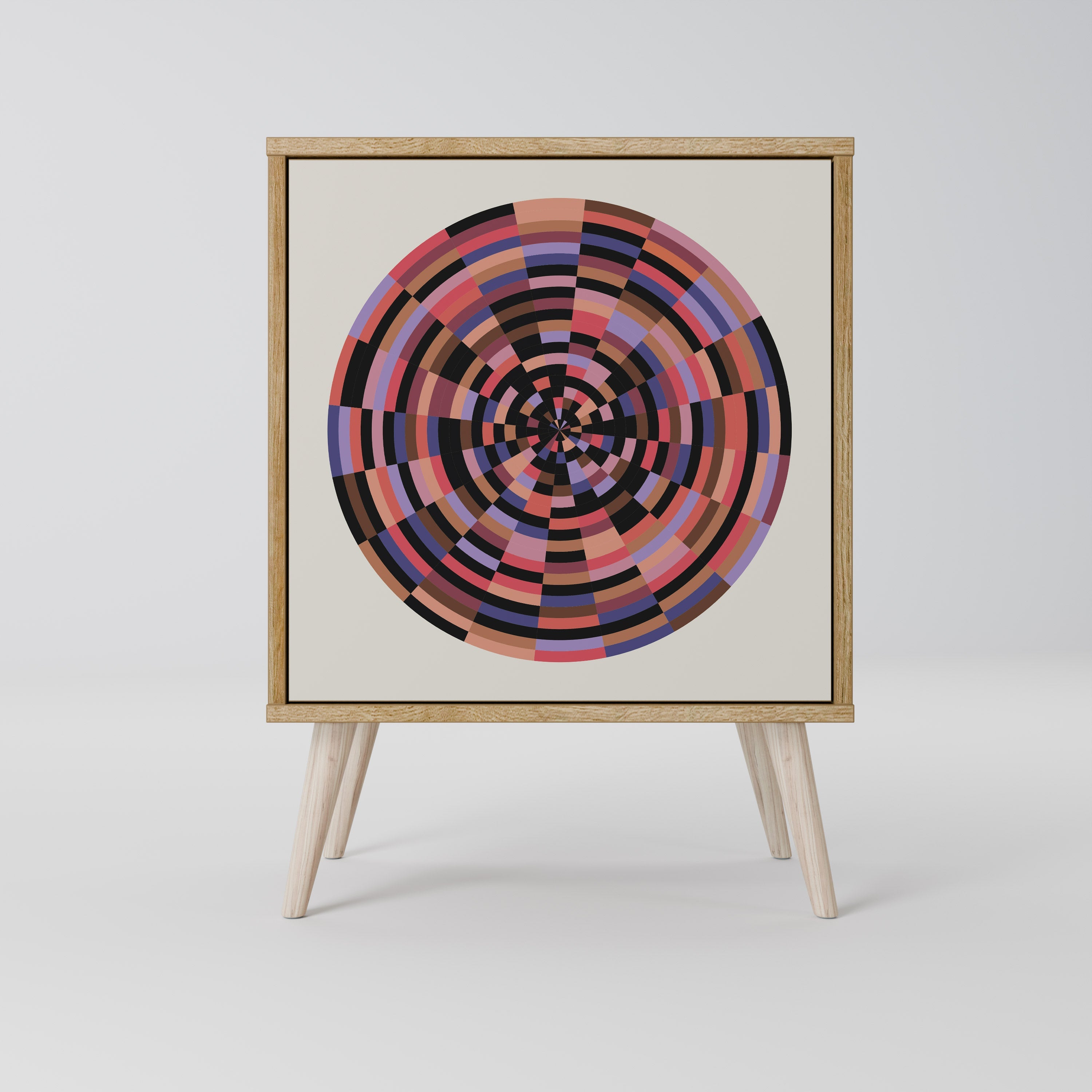 BROWN CIRCLES Aparador de 1 Porta em Efeito Carvalho