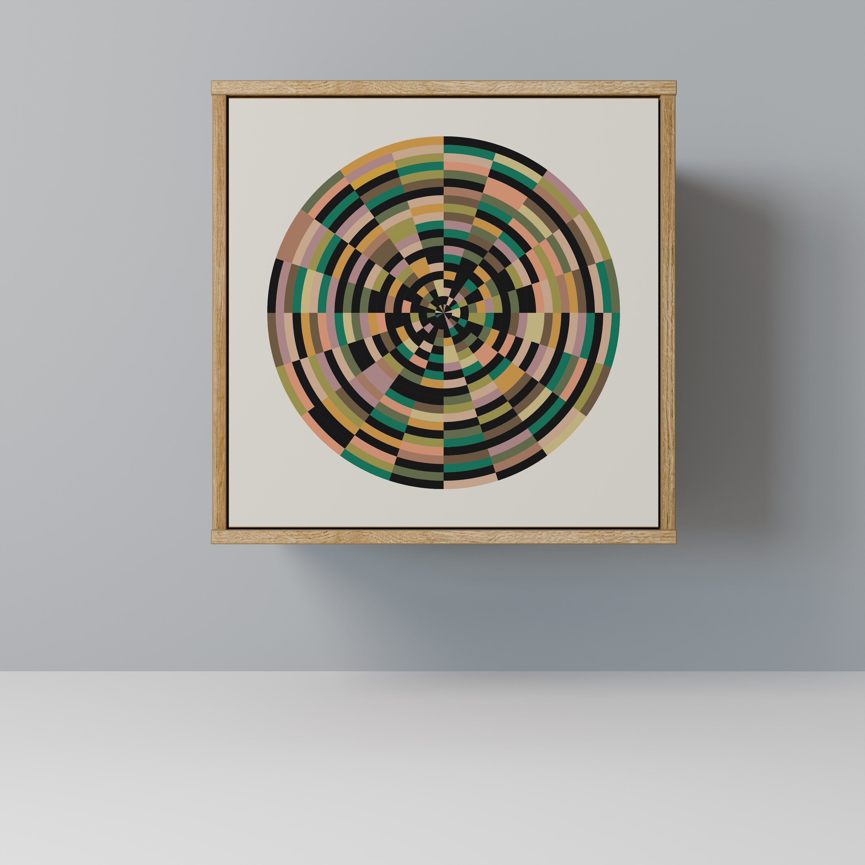 GREEN CIRCLES Aparador de 1 Porta em Efeito Carvalho