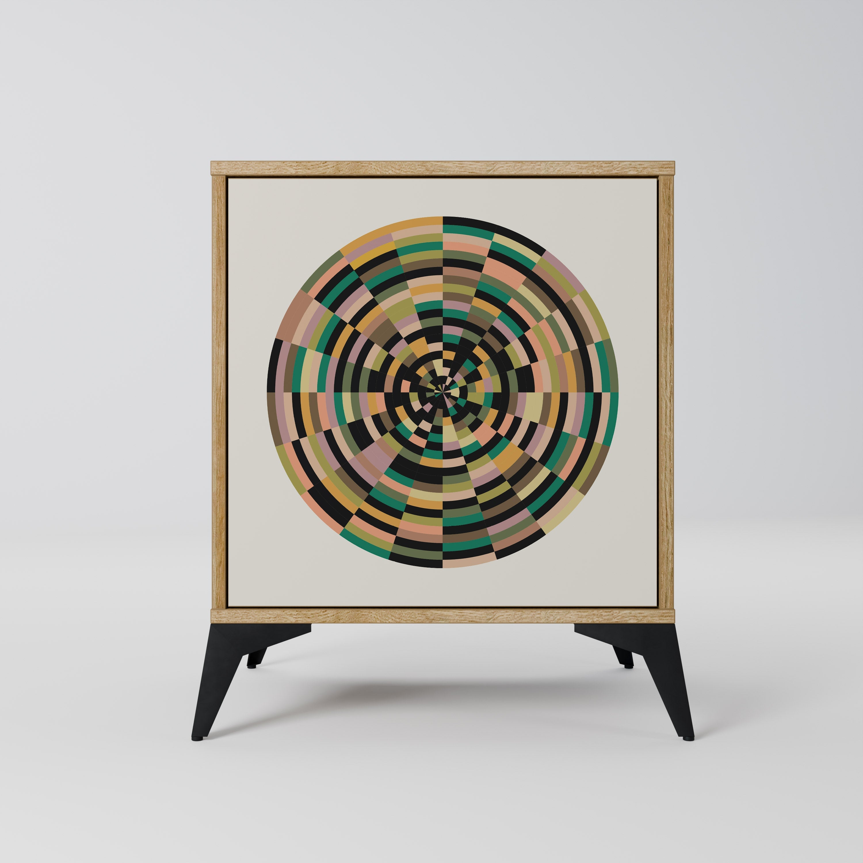 GREEN CIRCLES Aparador de 1 Porta em Efeito Carvalho