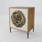 GREEN CIRCLES Aparador de 1 Porta em Efeito Carvalho