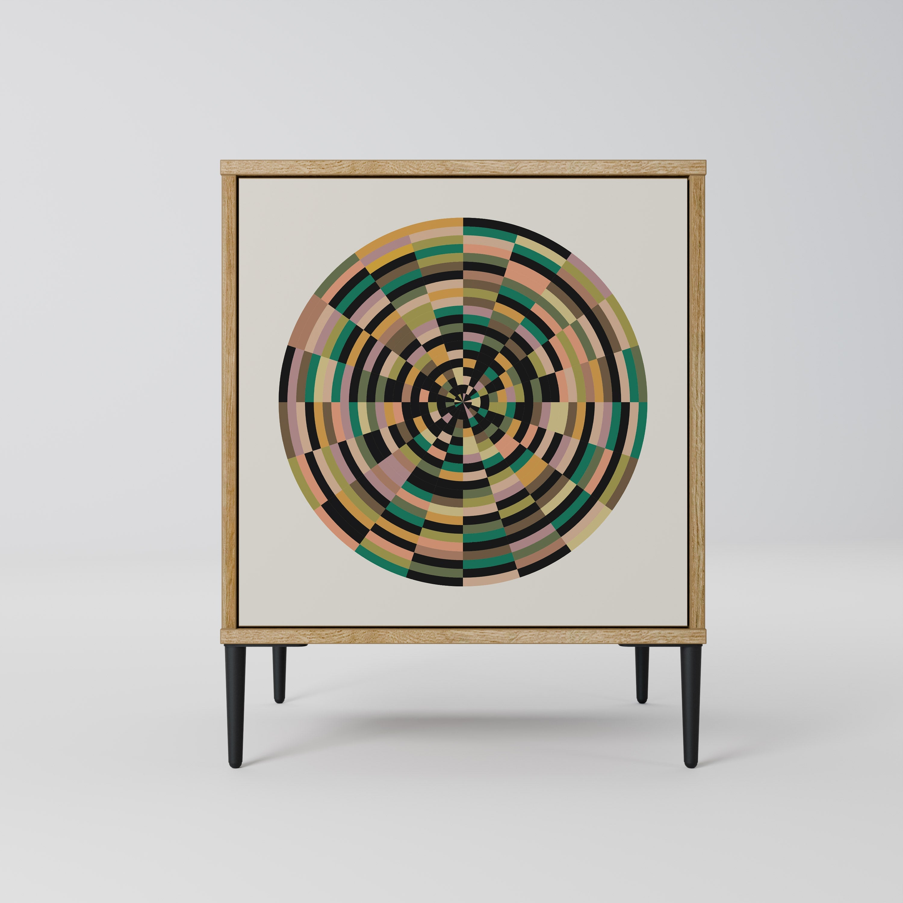 GREEN CIRCLES Aparador de 1 Porta em Efeito Carvalho