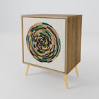 GREEN CIRCLES Aparador de 1 Porta em Efeito Carvalho