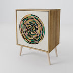 GREEN CIRCLES Aparador de 1 Porta em Efeito Carvalho