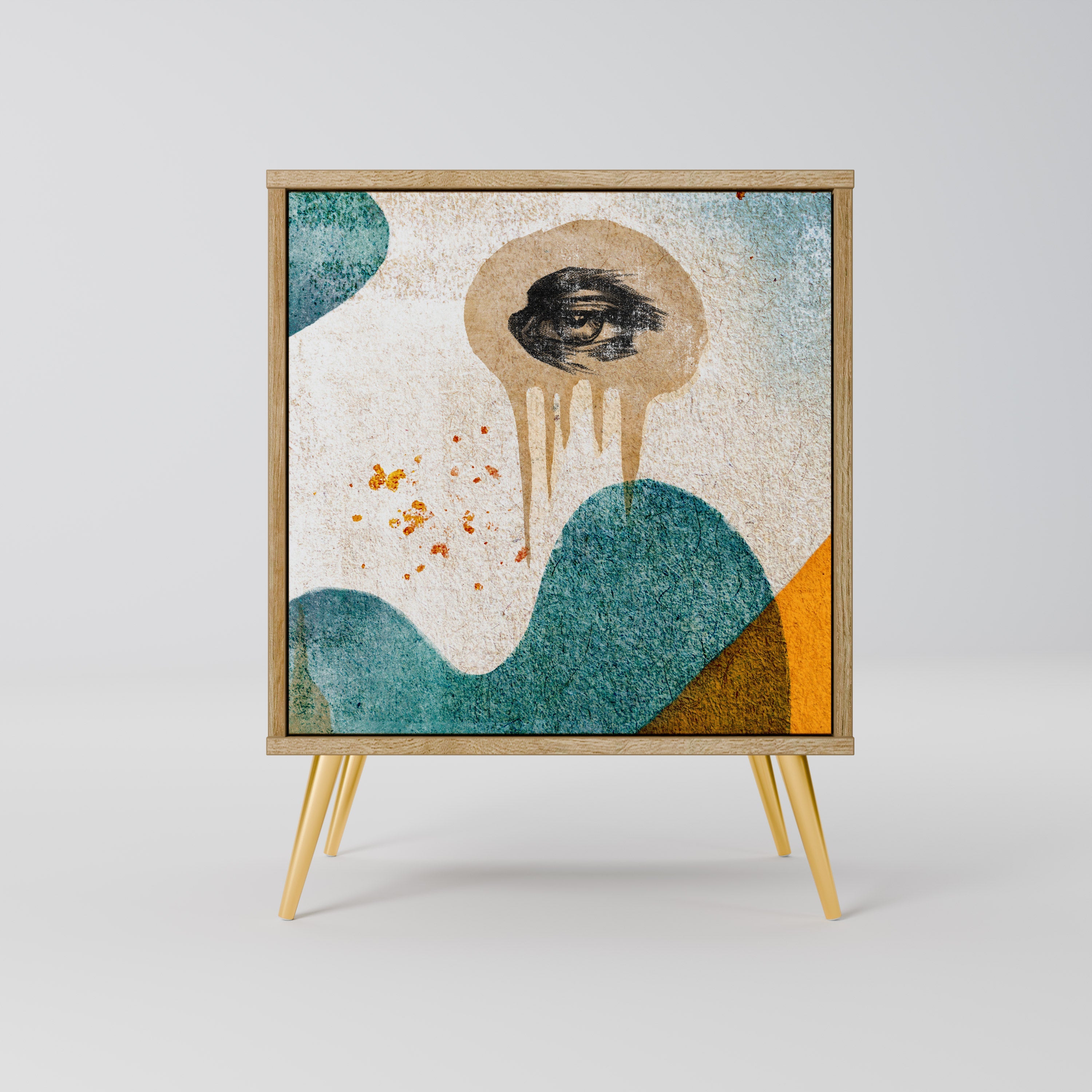 ABSTRACT FACES Aparador de 1 Porta em Efeito Carvalho