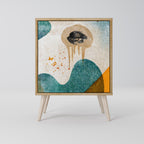 ABSTRACT FACES Aparador de 1 Porta em Efeito Carvalho