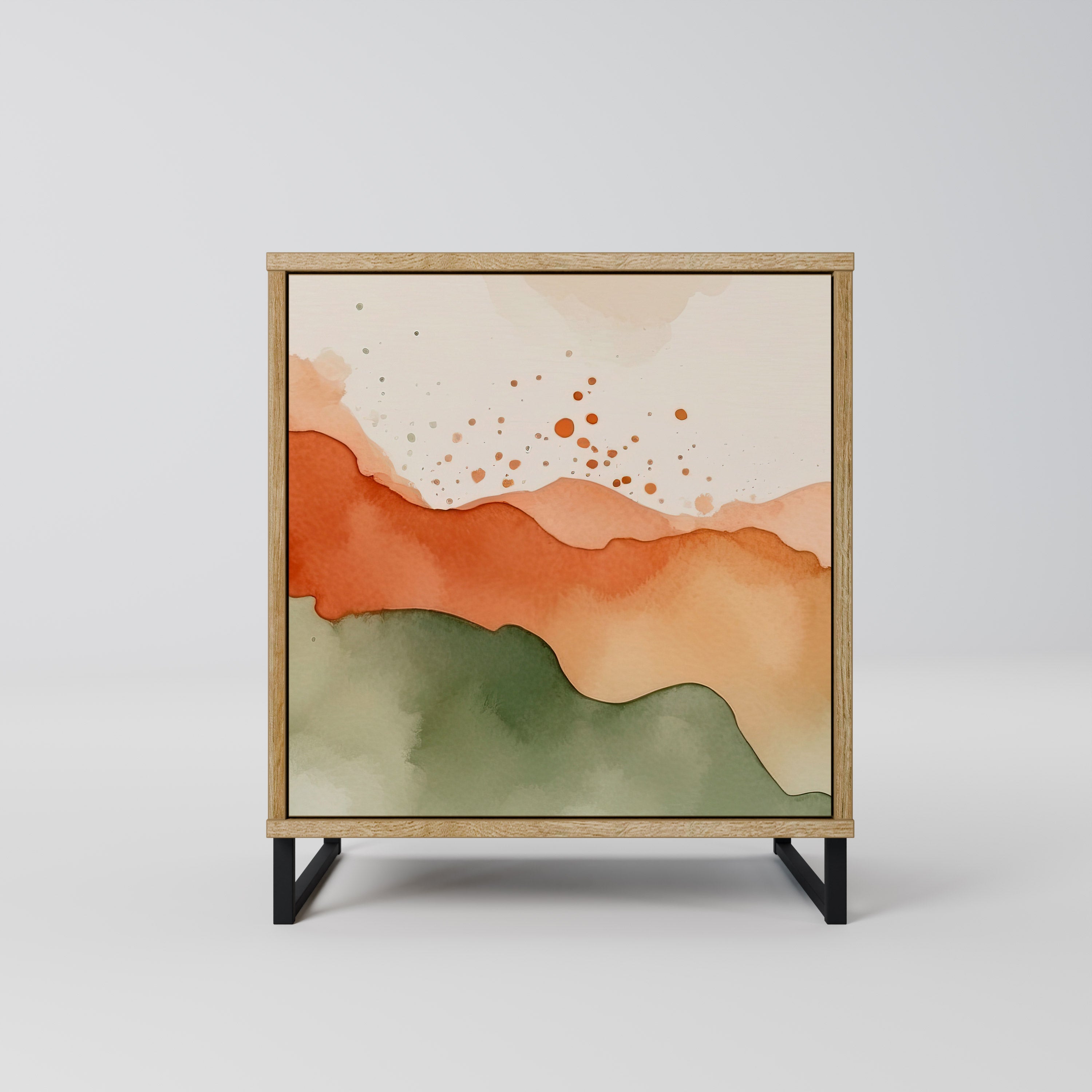 WATERCOLOUR PEAKS Aparador de 1 Porta em Efeito Carvalho