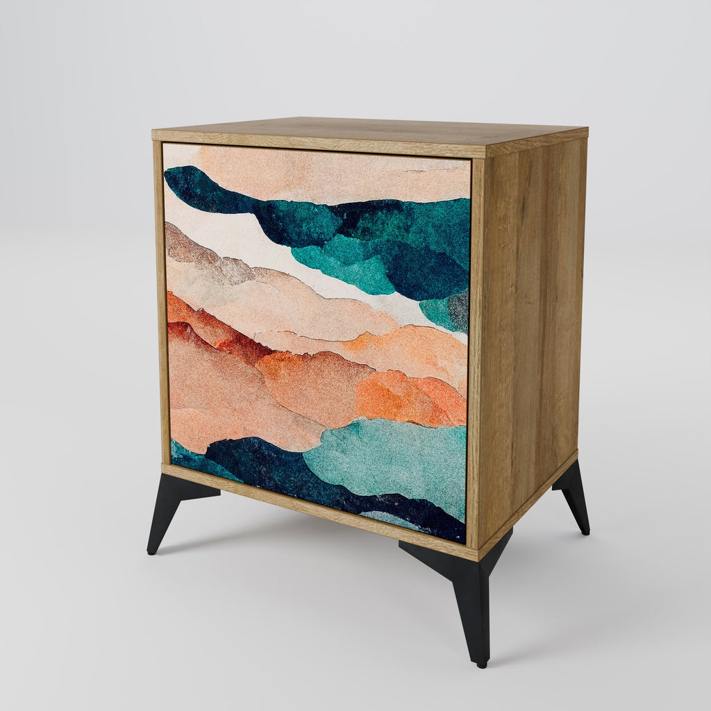 ABSTRACT LANDSCAPE Aparador de 1 Porta em Efeito Carvalho
