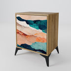 ABSTRACT LANDSCAPE Aparador de 1 Porta em Efeito Carvalho