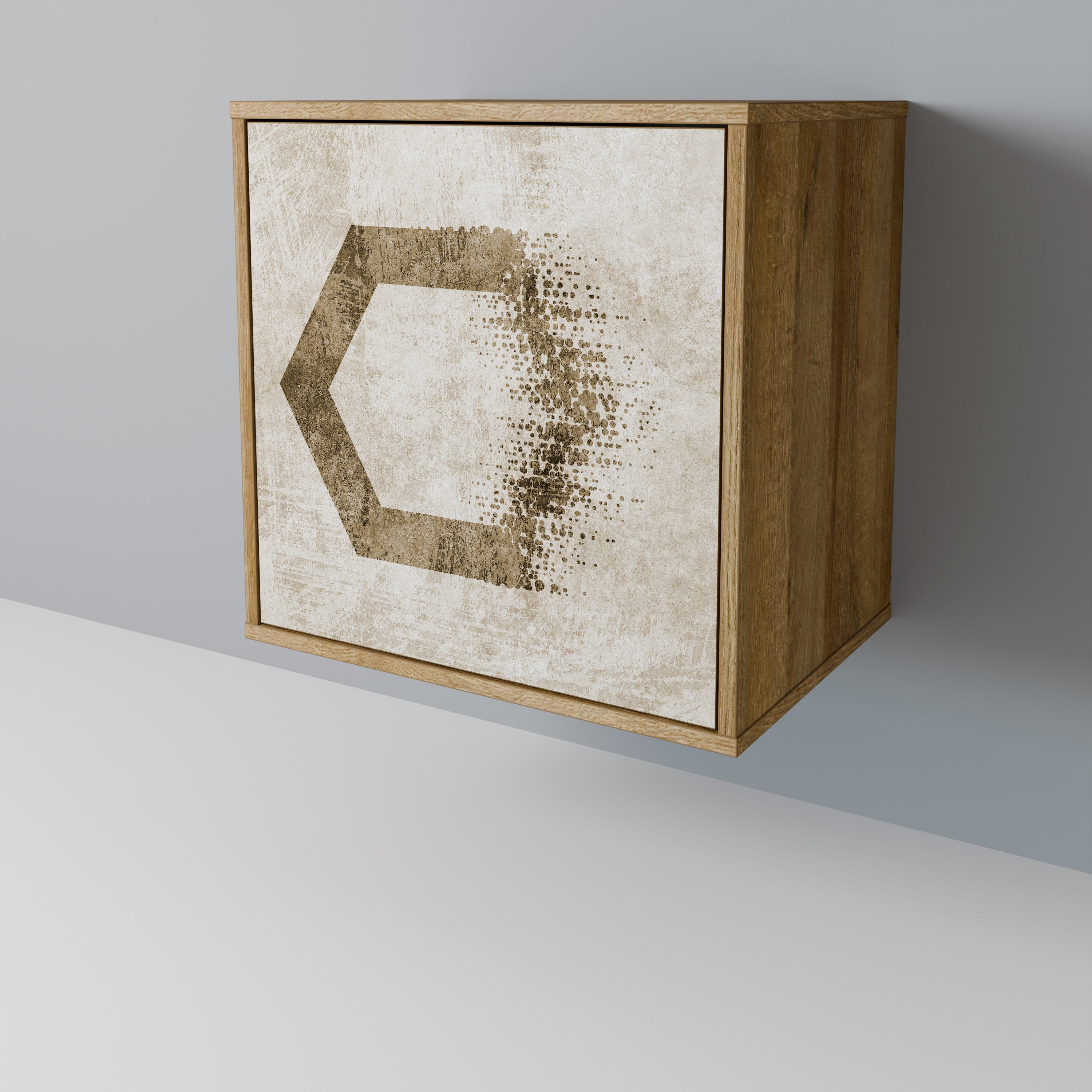 HEXAGONAL SHAPES 1-Door Sideboard in Oak Effect