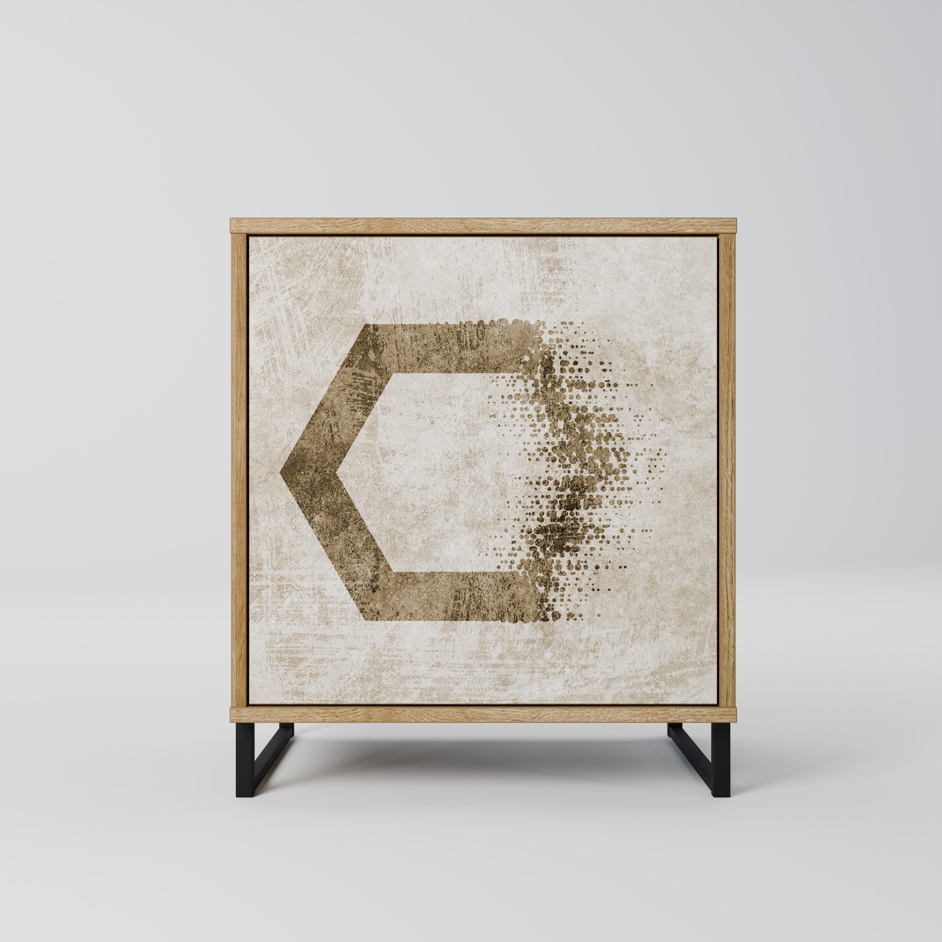HEXAGONAL SHAPES Aparador de 1 Porta em Efeito Carvalho