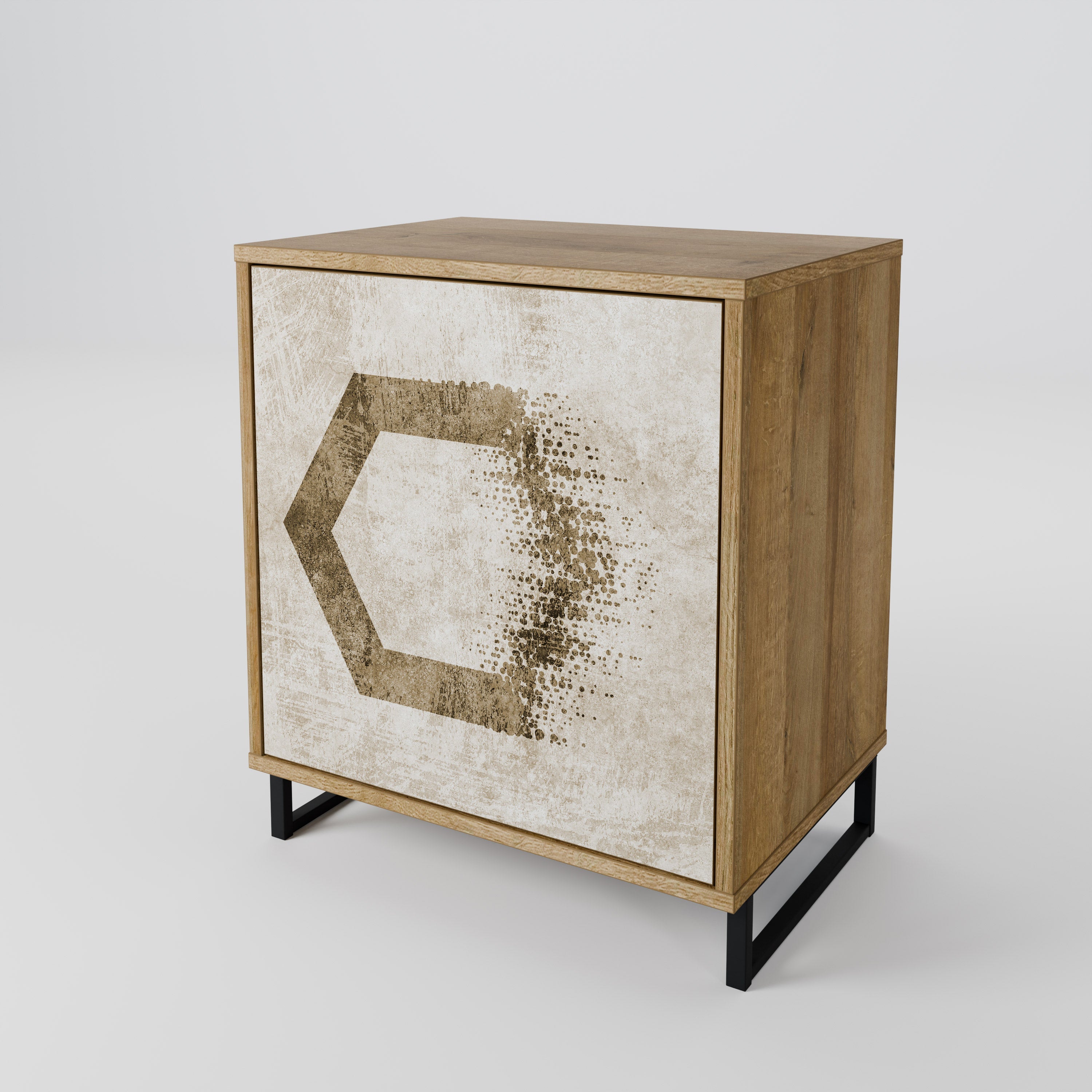 HEXAGONAL SHAPES 1-Door Sideboard in Oak Effect
