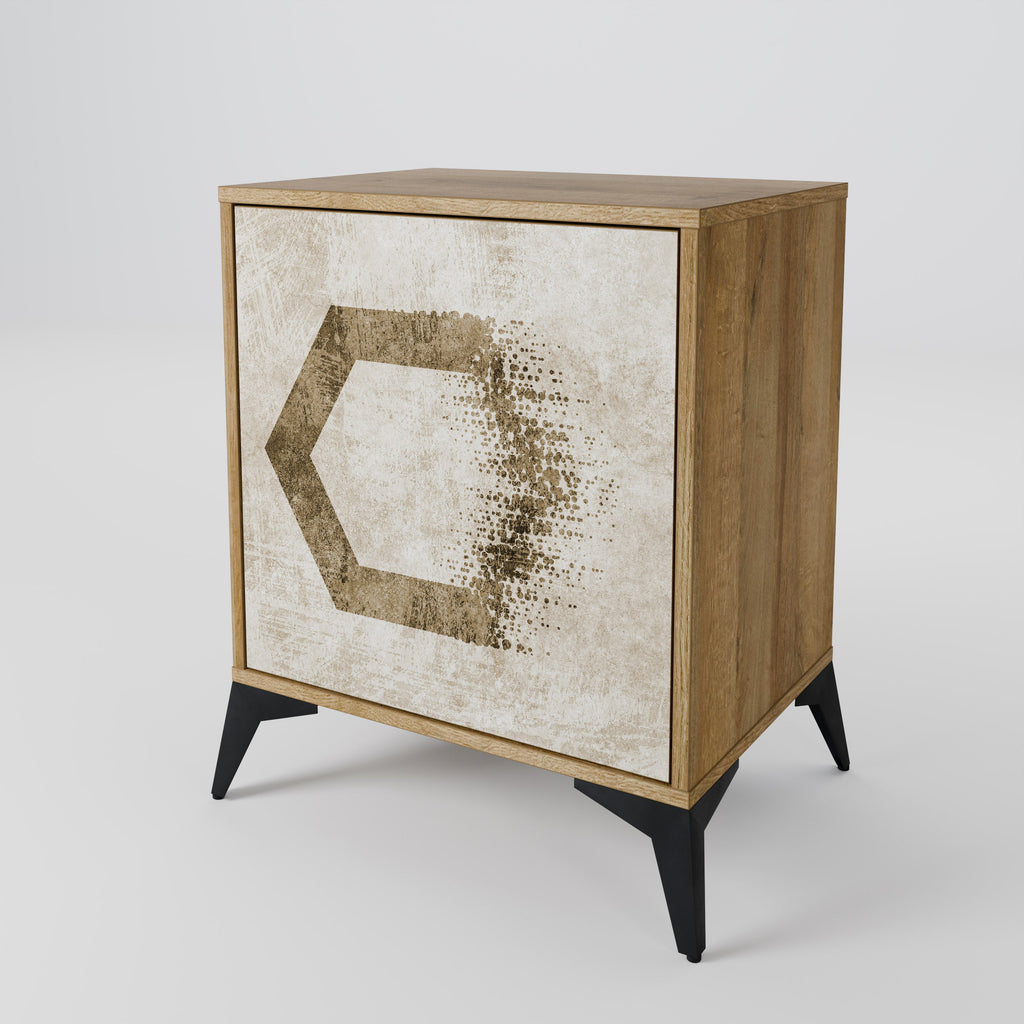HEXAGONAL SHAPES 1-Door Sideboard in Oak Effect