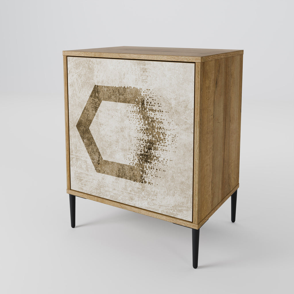 HEXAGONAL SHAPES 1-Door Sideboard in Oak Effect