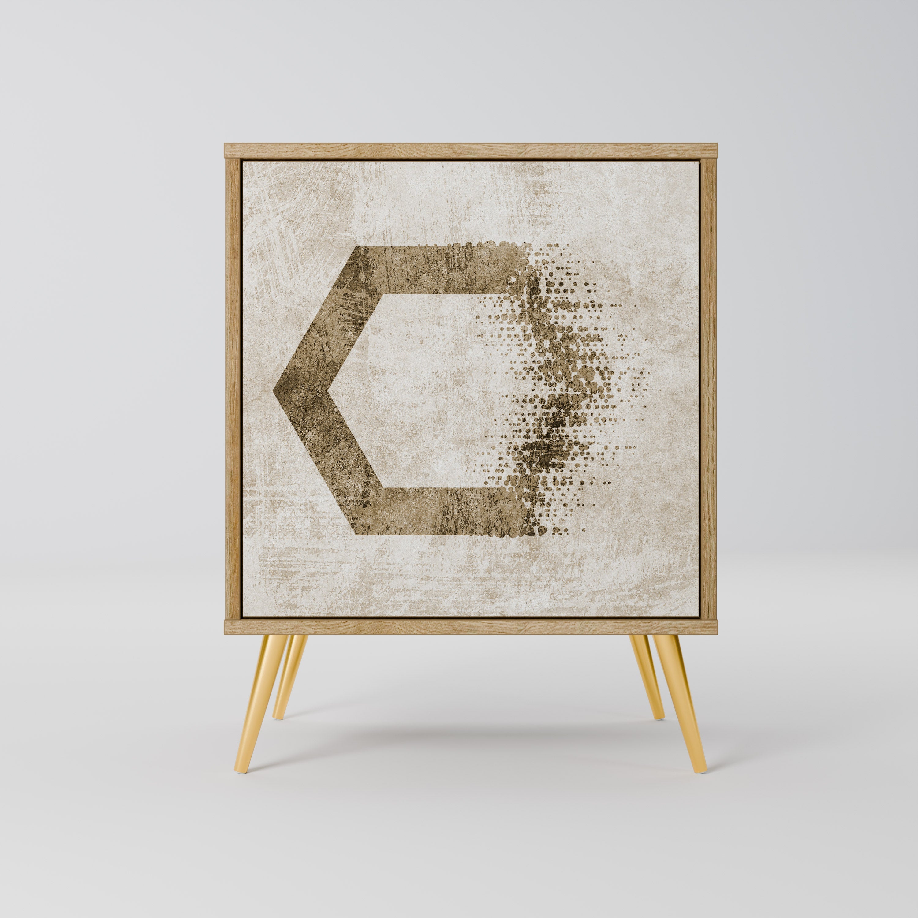 HEXAGONAL SHAPES Aparador de 1 Porta em Efeito Carvalho