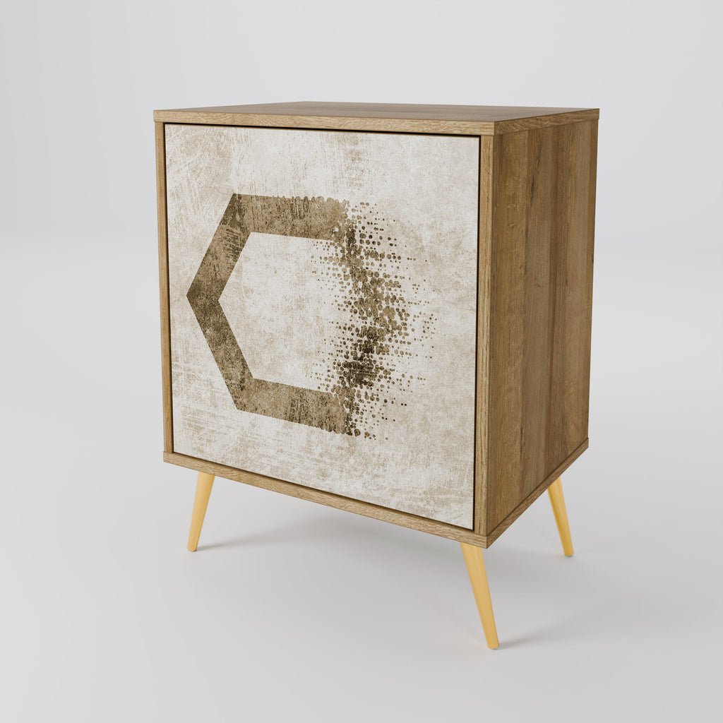 HEXAGONAL SHAPES 1-Door Sideboard in Oak Effect
