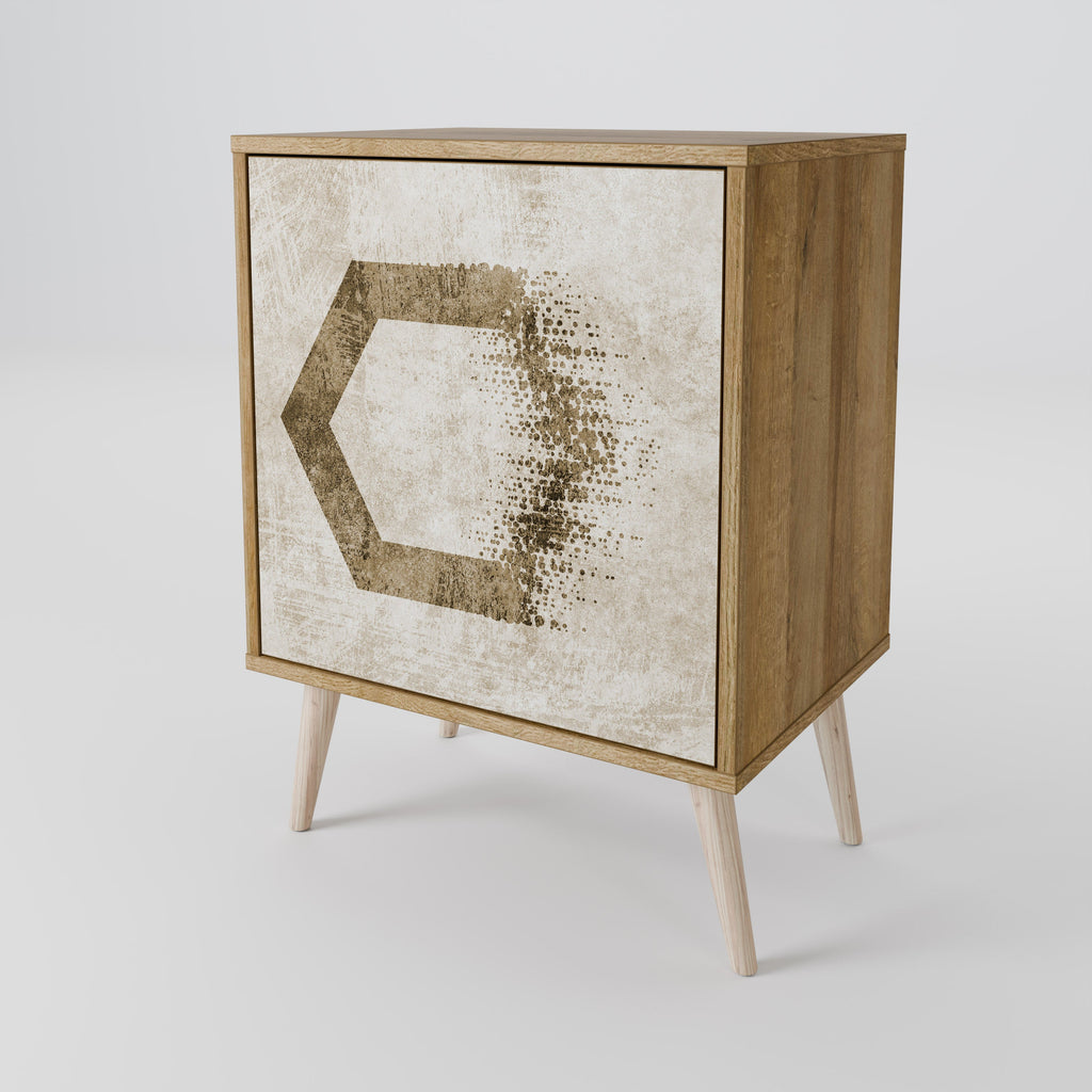 HEXAGONAL SHAPES 1-Door Sideboard in Oak Effect