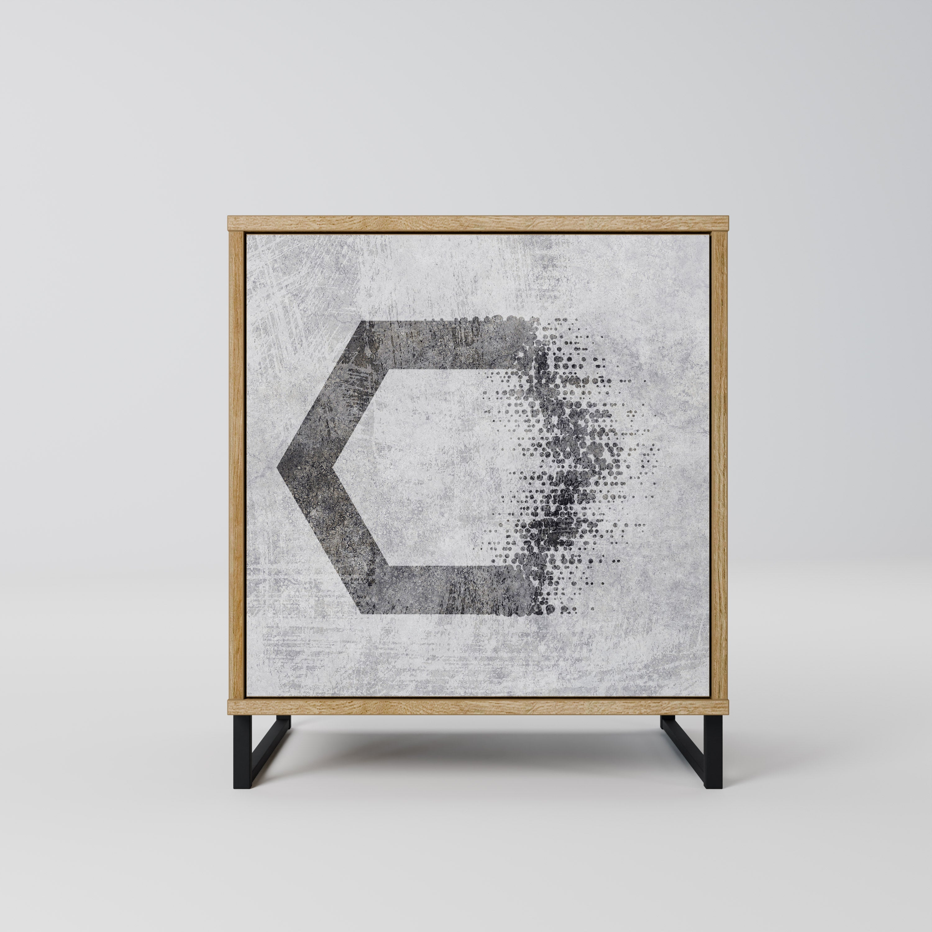 HEXAGONAL FIGURES Aparador de 1 Porta em Efeito Carvalho