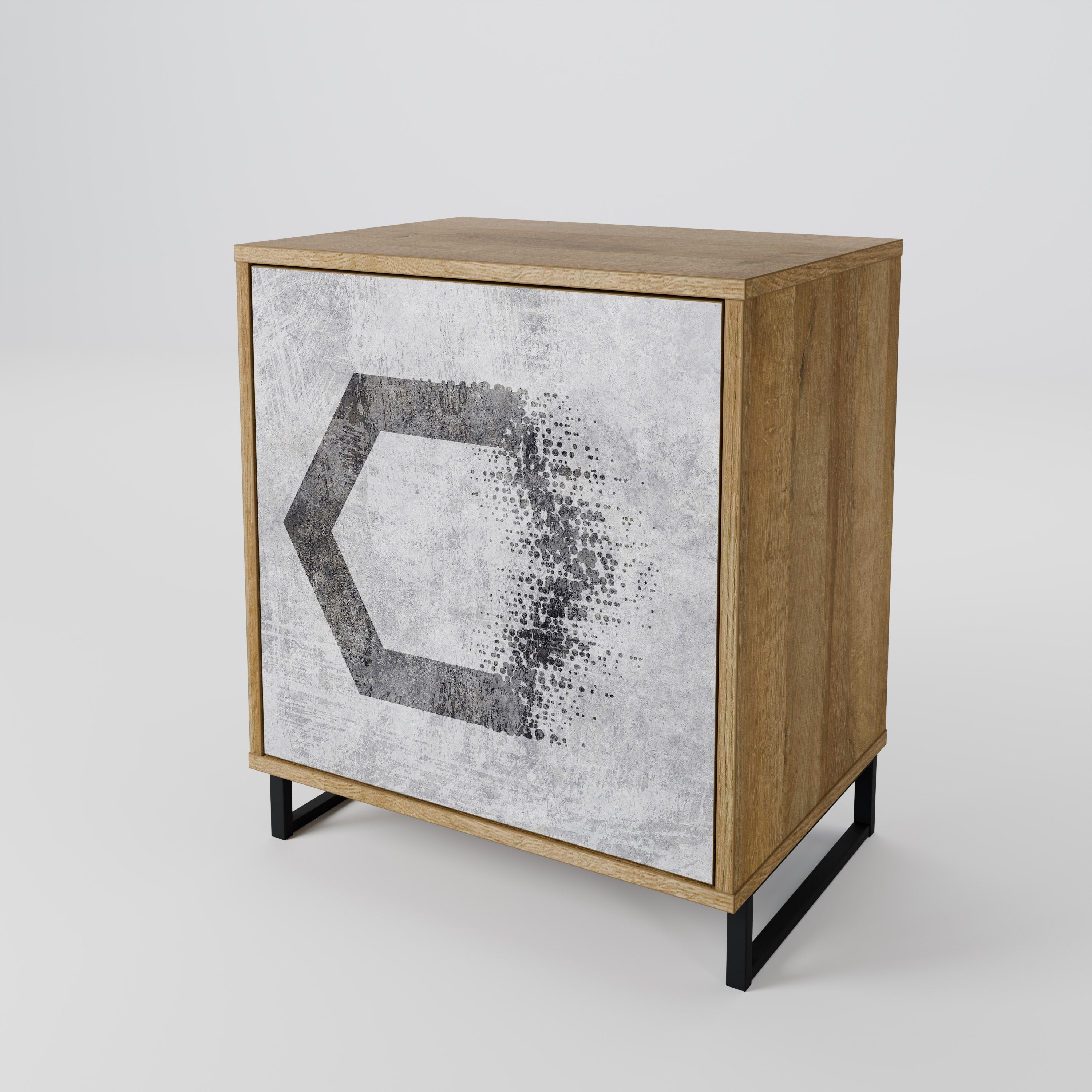 HEXAGONAL FIGURES 1-Door Sideboard in Oak Effect