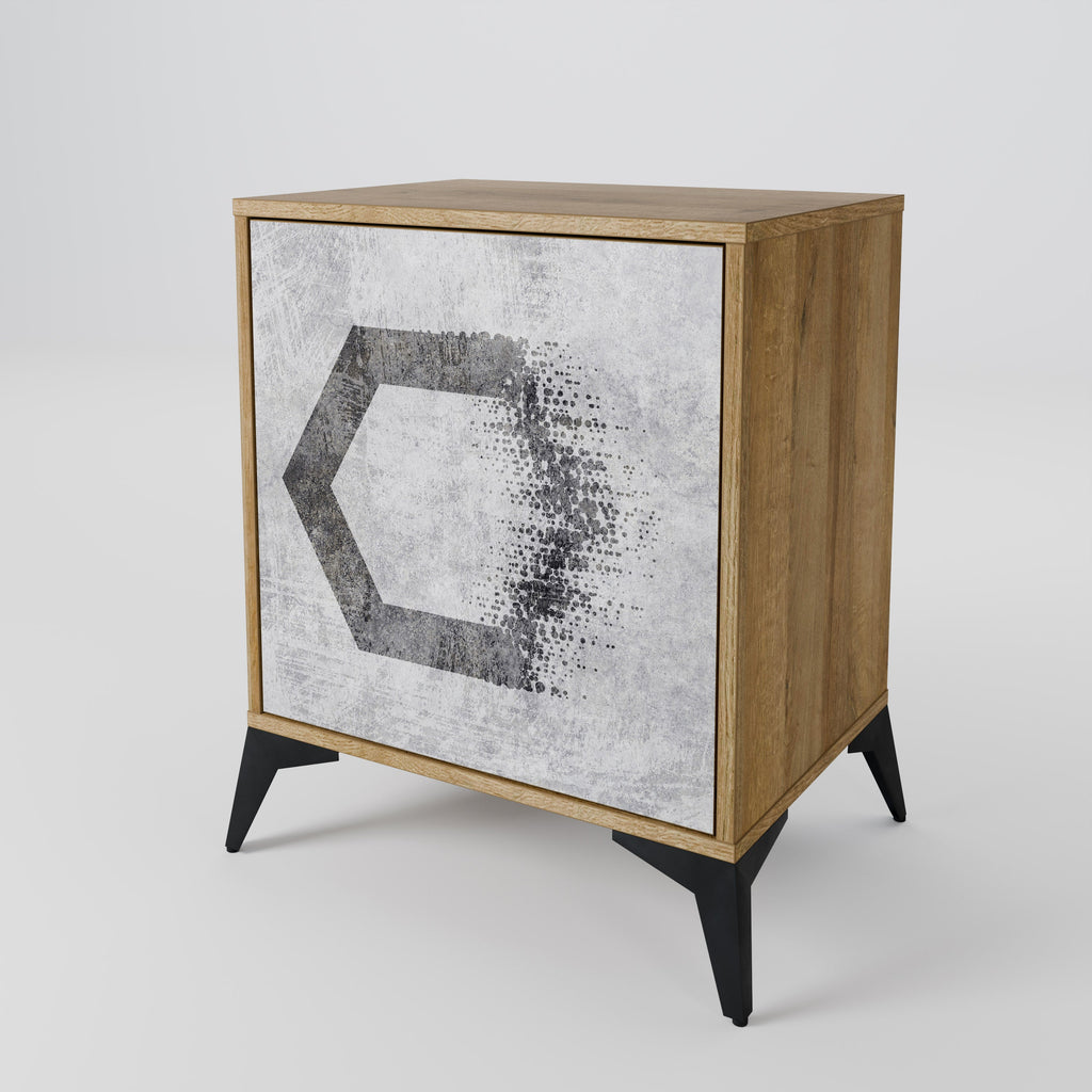 HEXAGONAL FIGURES 1-Door Sideboard in Oak Effect