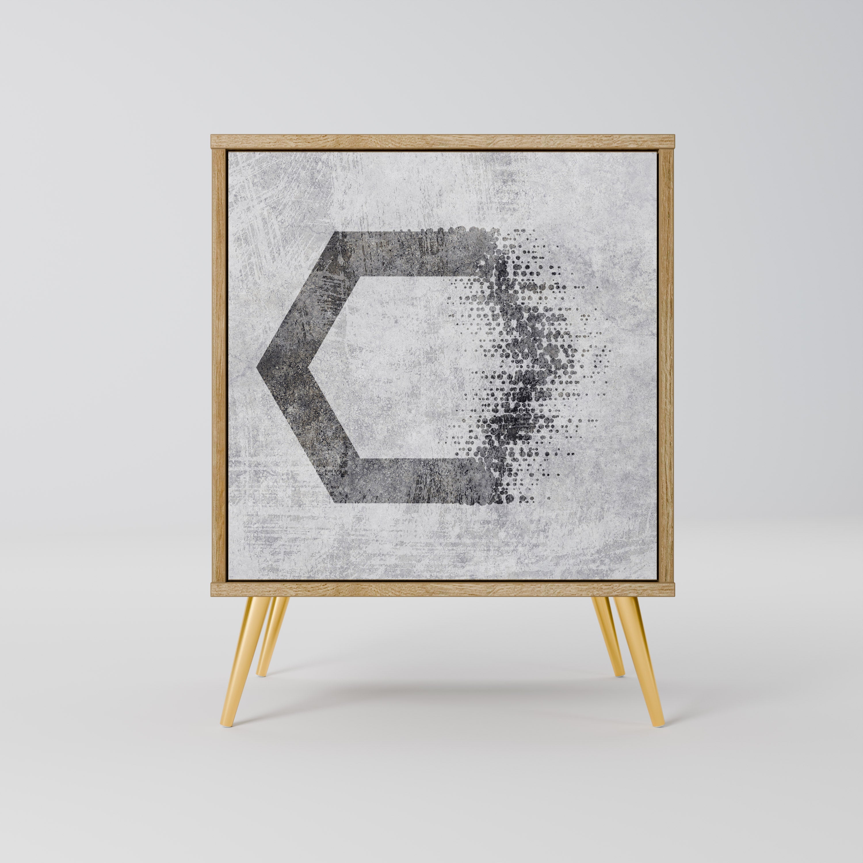 HEXAGONAL FIGURES Aparador de 1 Porta em Efeito Carvalho