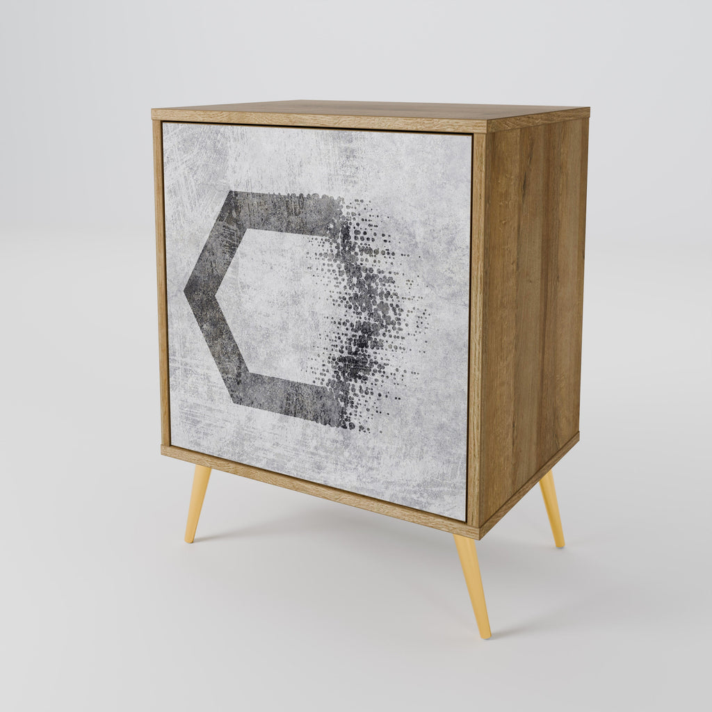 HEXAGONAL FIGURES 1-Door Sideboard in Oak Effect