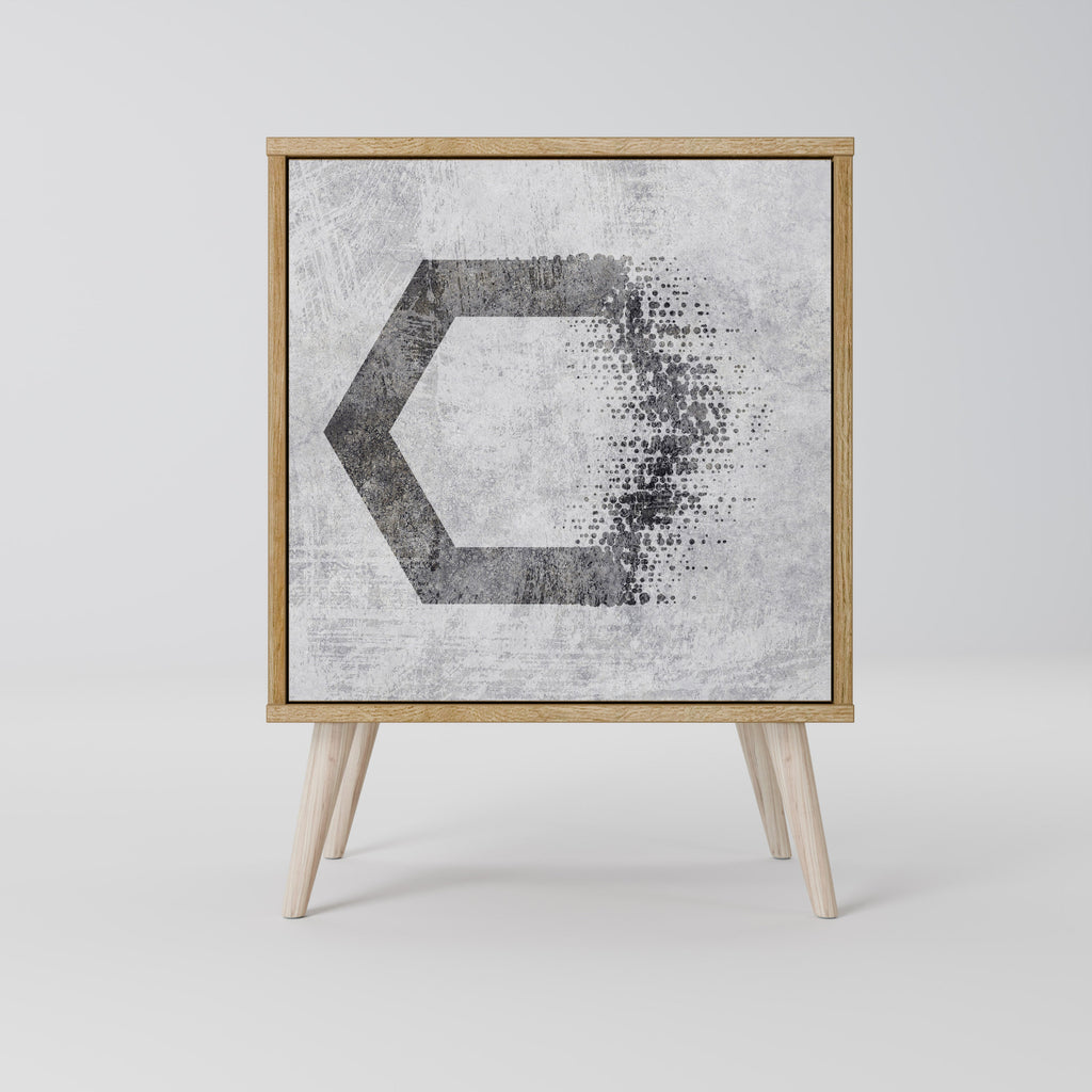 HEXAGONAL FIGURES 1-Door Sideboard in Oak Effect