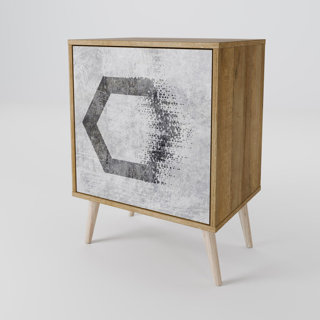 HEXAGONAL FIGURES 1-Door Sideboard in Oak Effect
