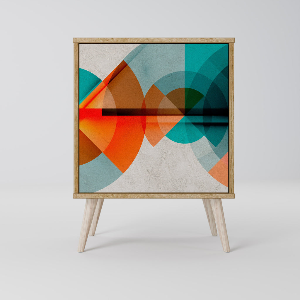 CIRCULAR RHAPSODY Aparador de 1 Porta em Efeito Carvalho