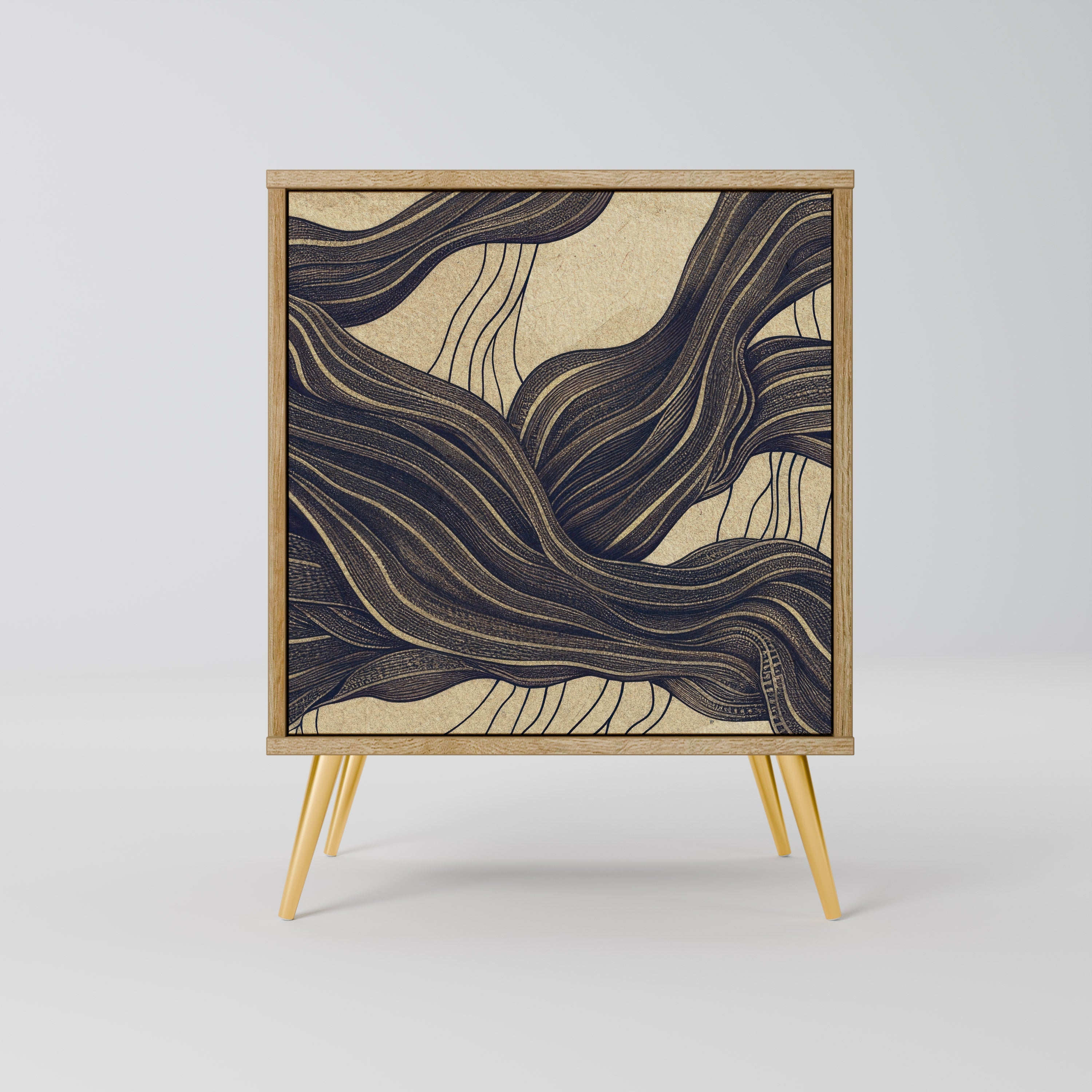 UNIFIED FRAGMENTS Aparador de 1 Porta em Efeito Carvalho