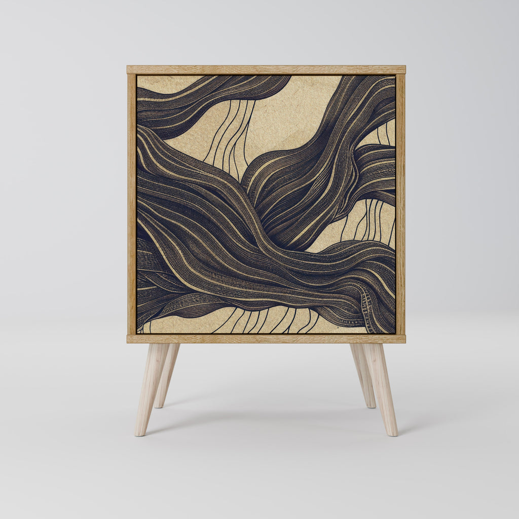 UNIFIED FRAGMENTS Aparador de 1 Porta em Efeito Carvalho