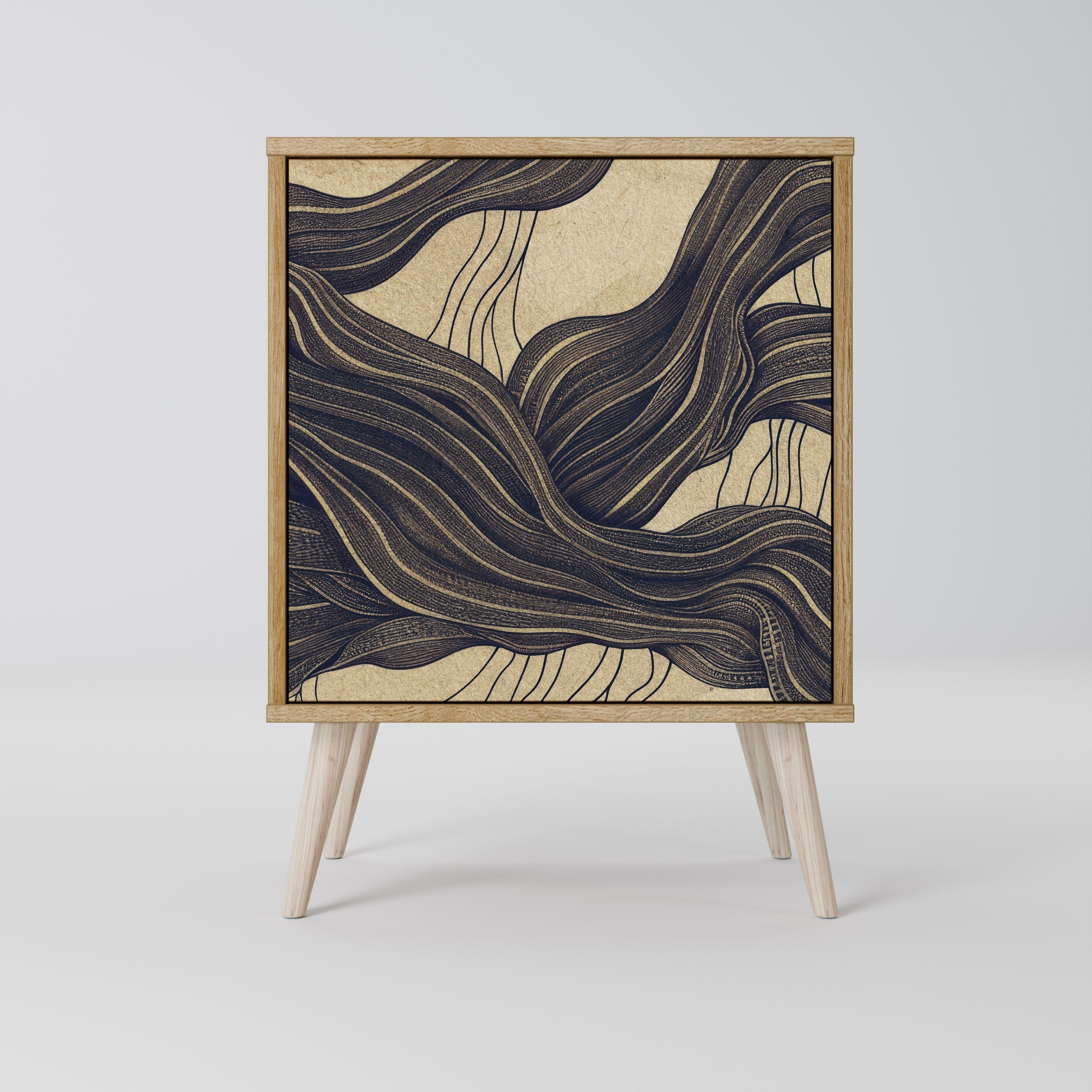 UNIFIED FRAGMENTS Aparador de 1 Porta em Efeito Carvalho