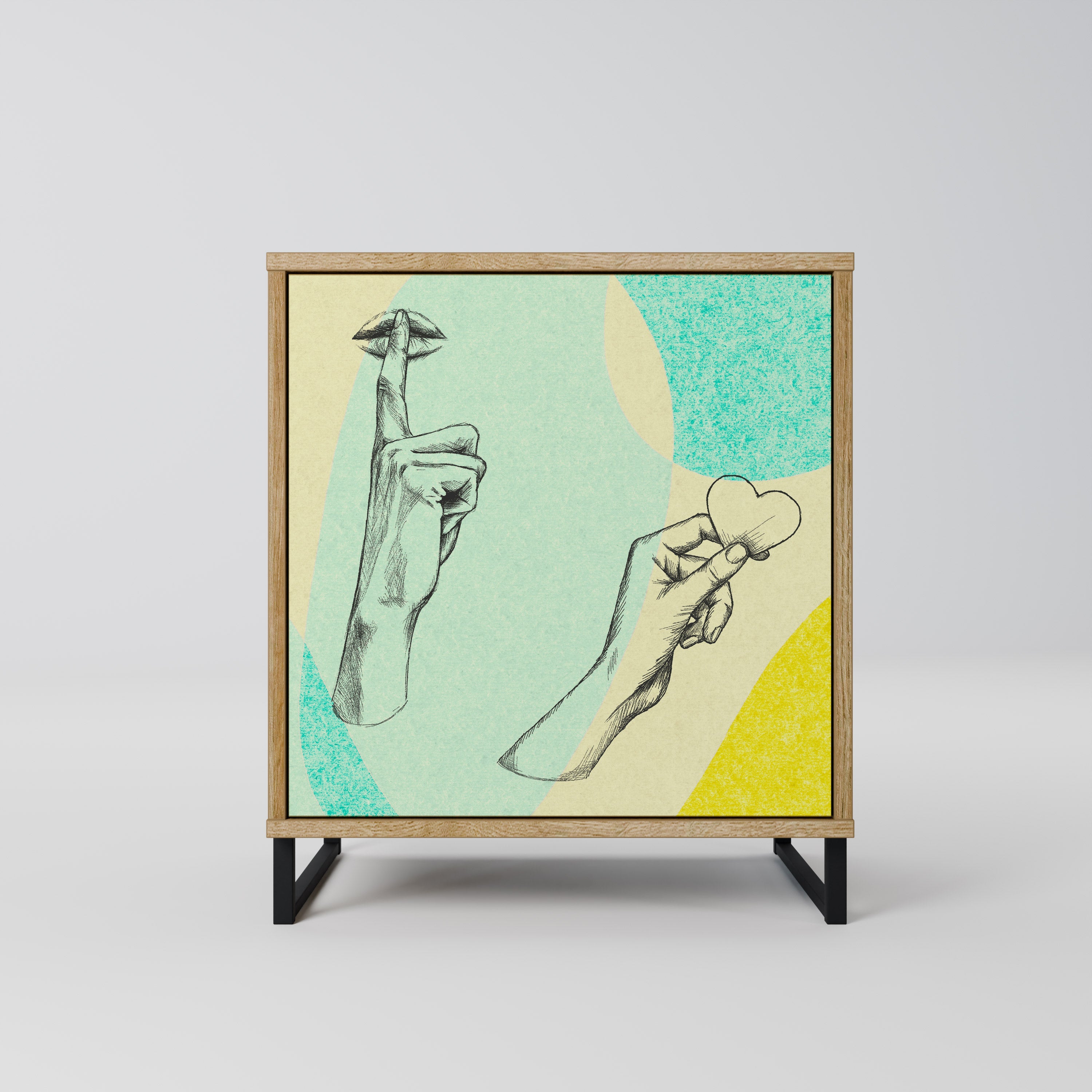 BODY LANGUAGE Aparador de 1 Porta em Efeito Carvalho