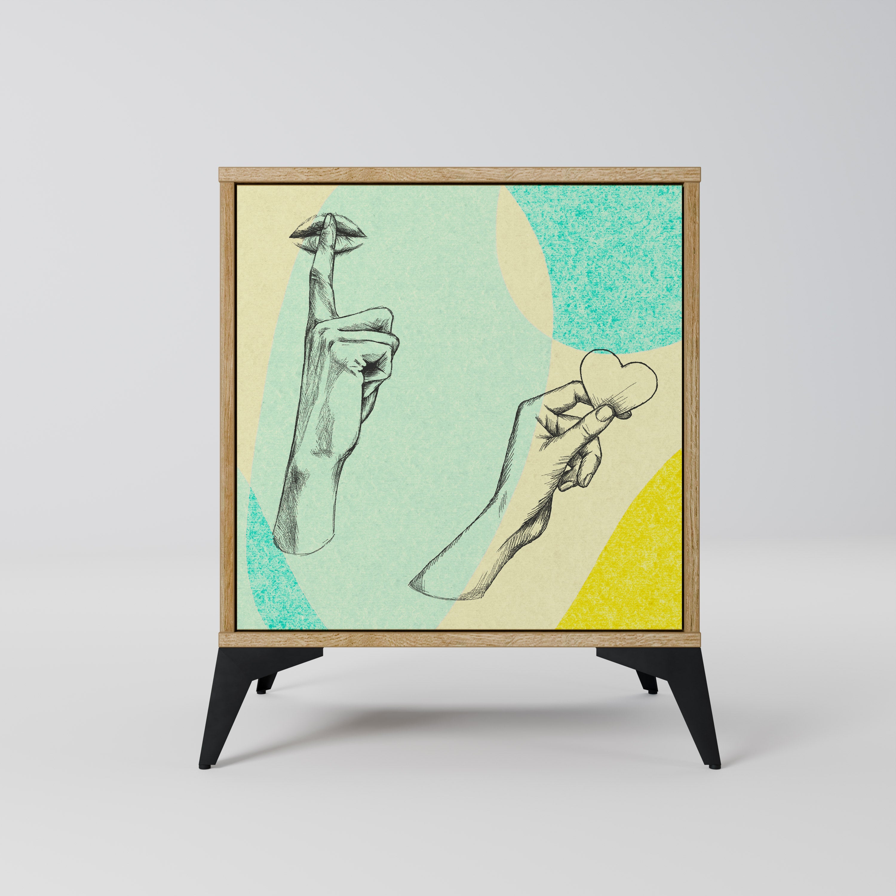 BODY LANGUAGE Aparador de 1 Porta em Efeito Carvalho