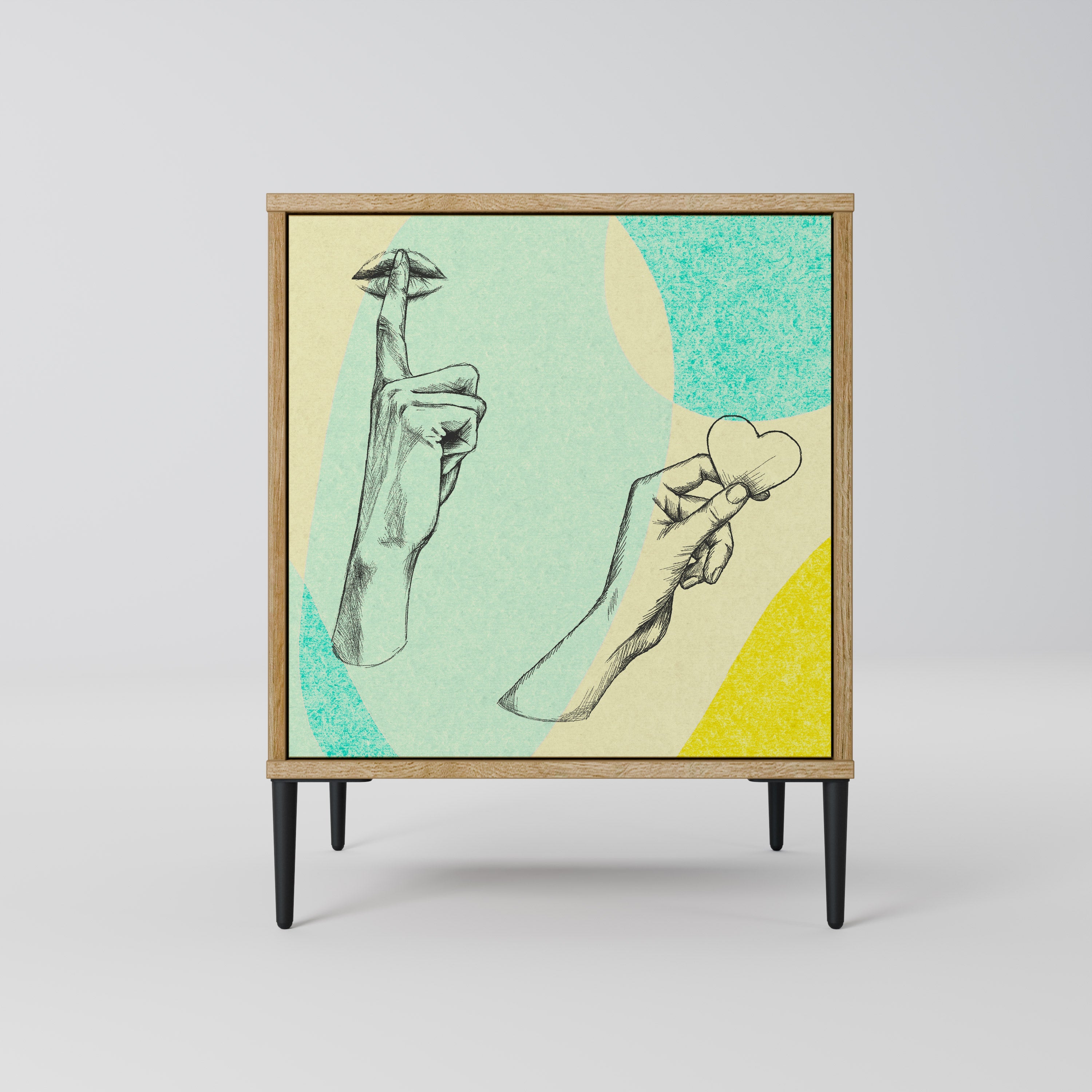 BODY LANGUAGE Aparador de 1 Porta em Efeito Carvalho