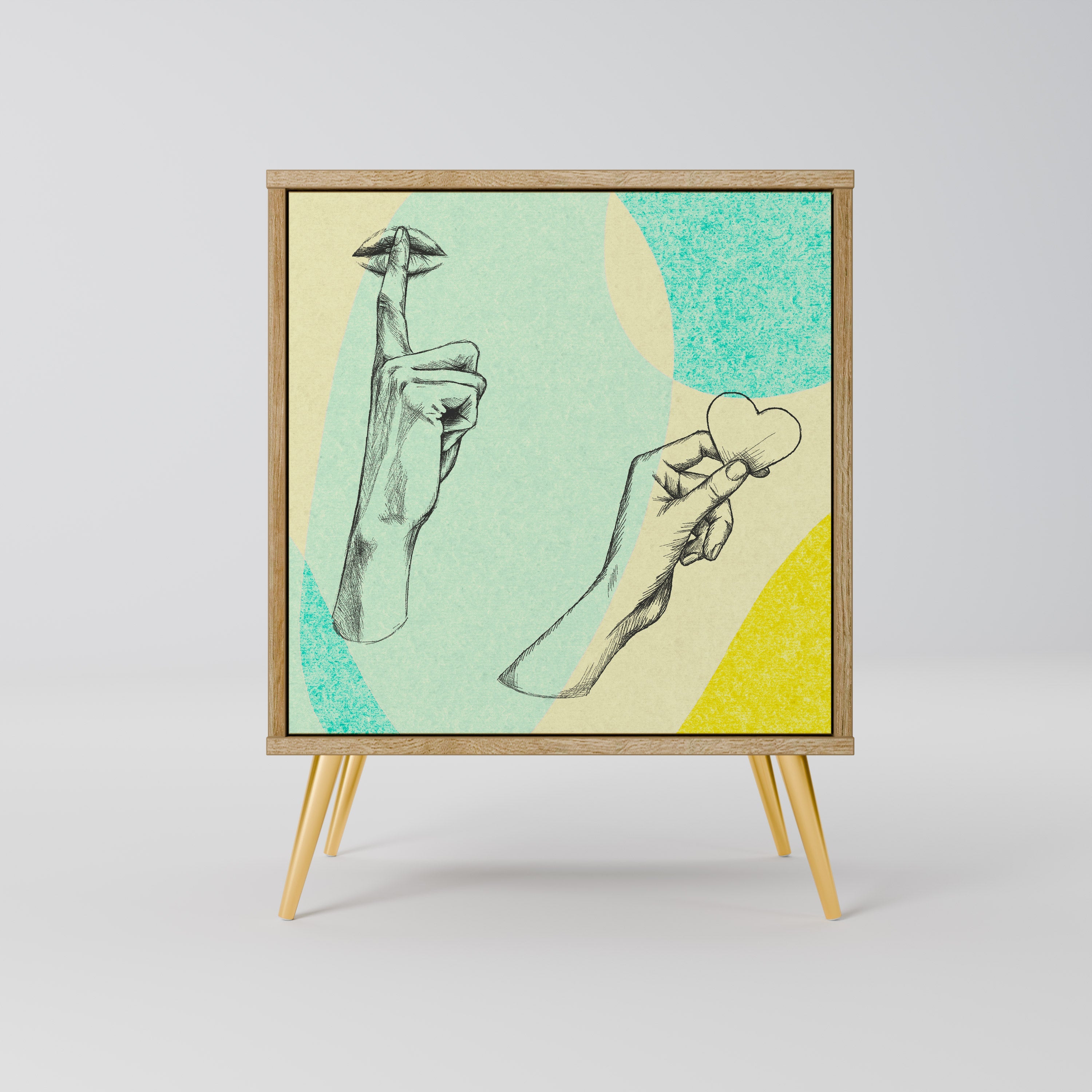 BODY LANGUAGE Aparador de 1 Porta em Efeito Carvalho